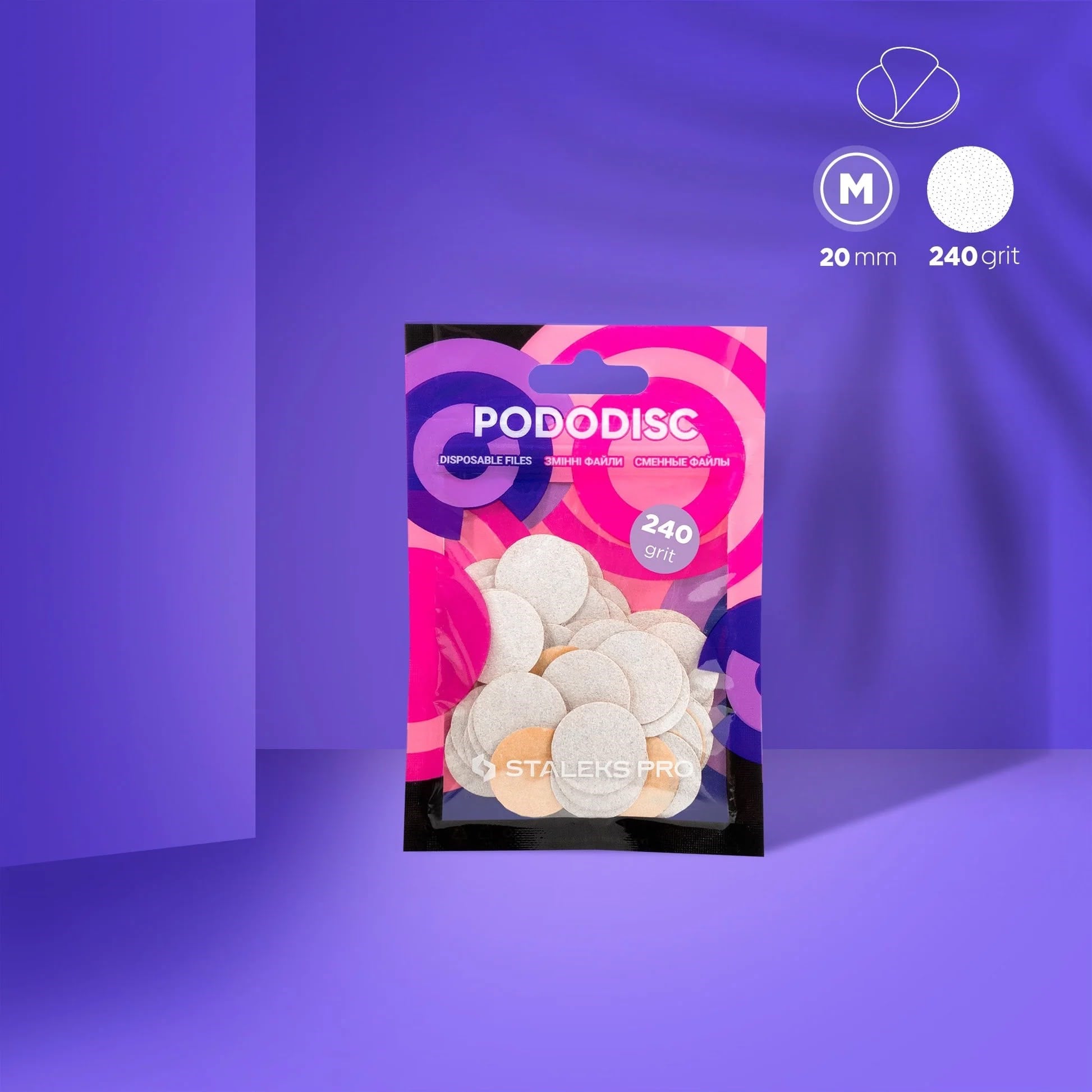 EXPERT 20 PODODISC M PODODISC PEDİKÜR DİSKİ İÇİN YAPIŞKAN ZIMPARA 240 GRIT 20 MM 50 ADET