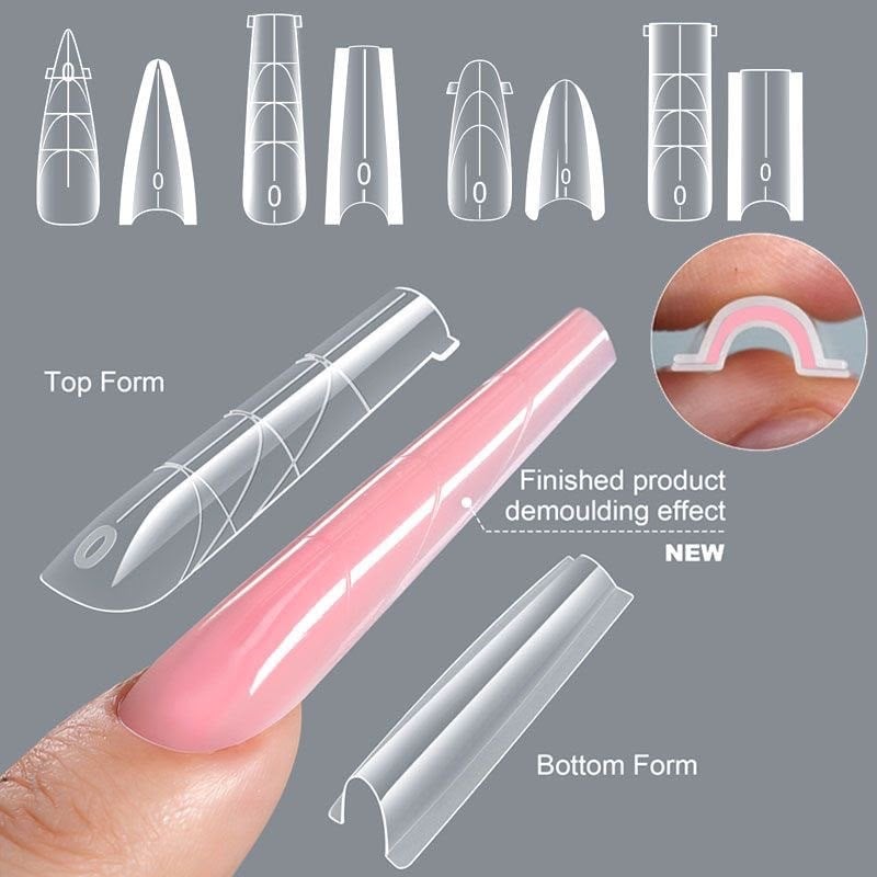 Sandwich Dual Nail Form Stıletto Long Uzun Model Protez Tırnak Uzatma Kalıbı 256 Adet 16 Boy
