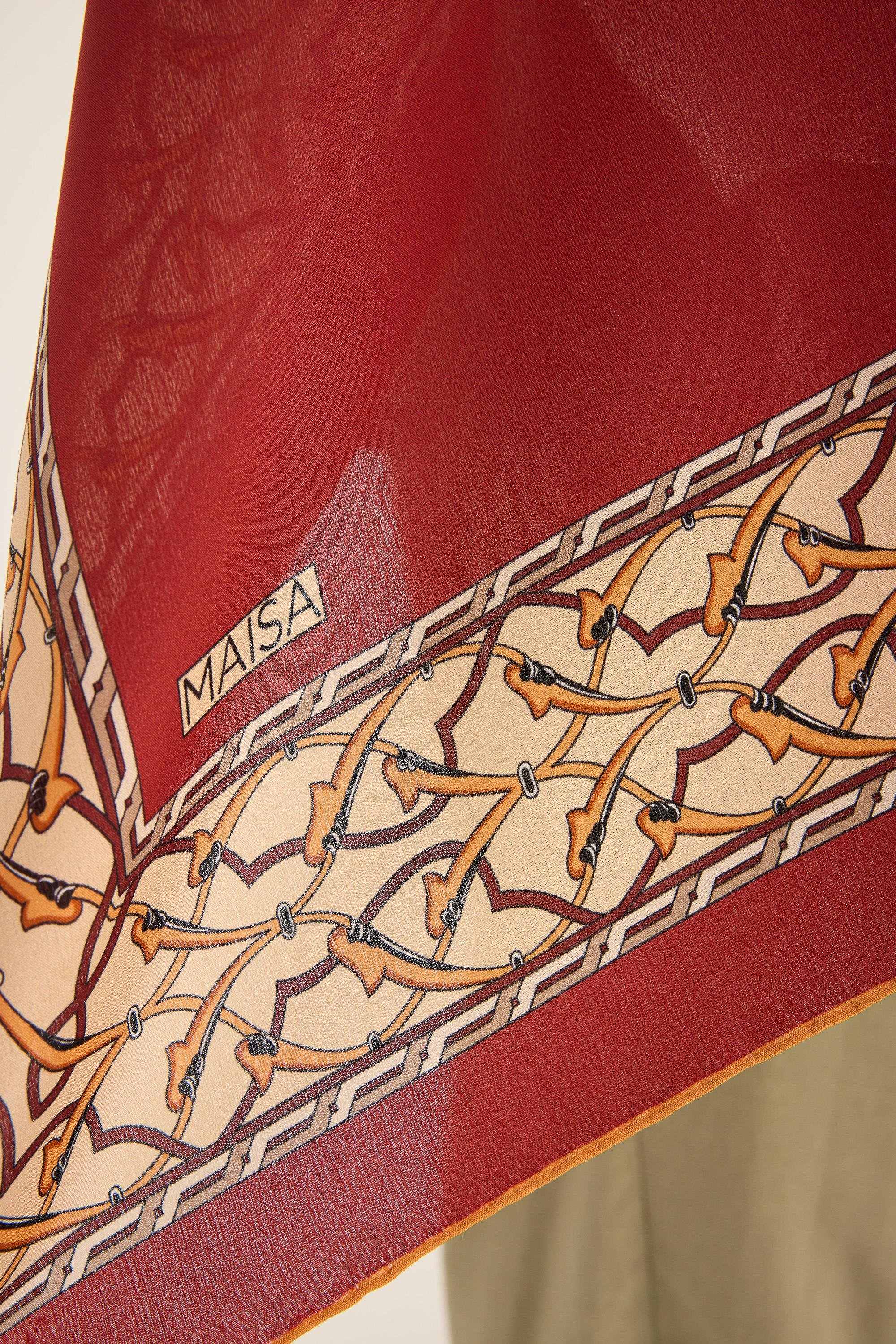 AHENK KREP İPEK ŞAL 70*190 CM - BORDO