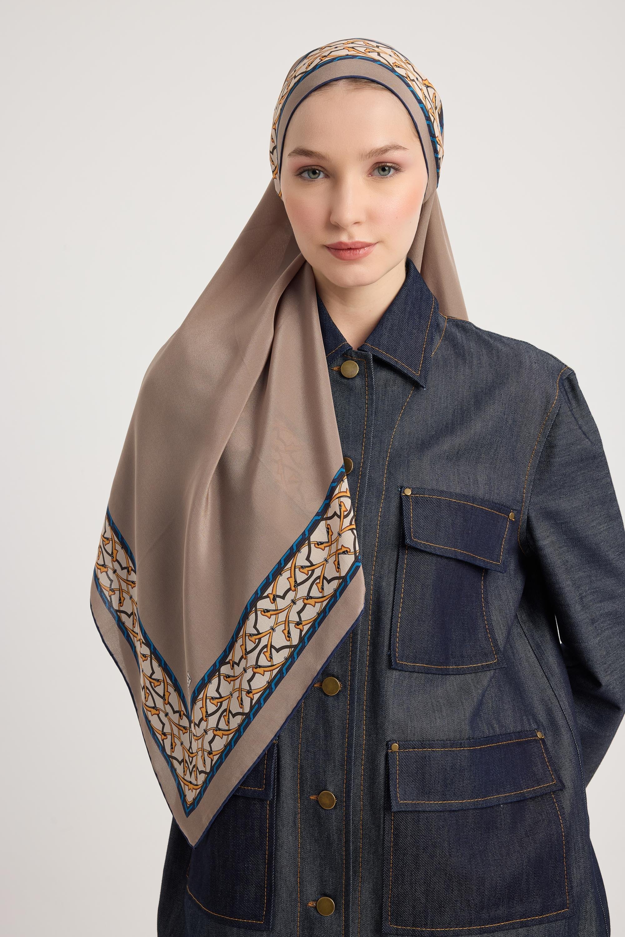 AHENK KREP İPEK ŞAL 70*190 CM - VİZON