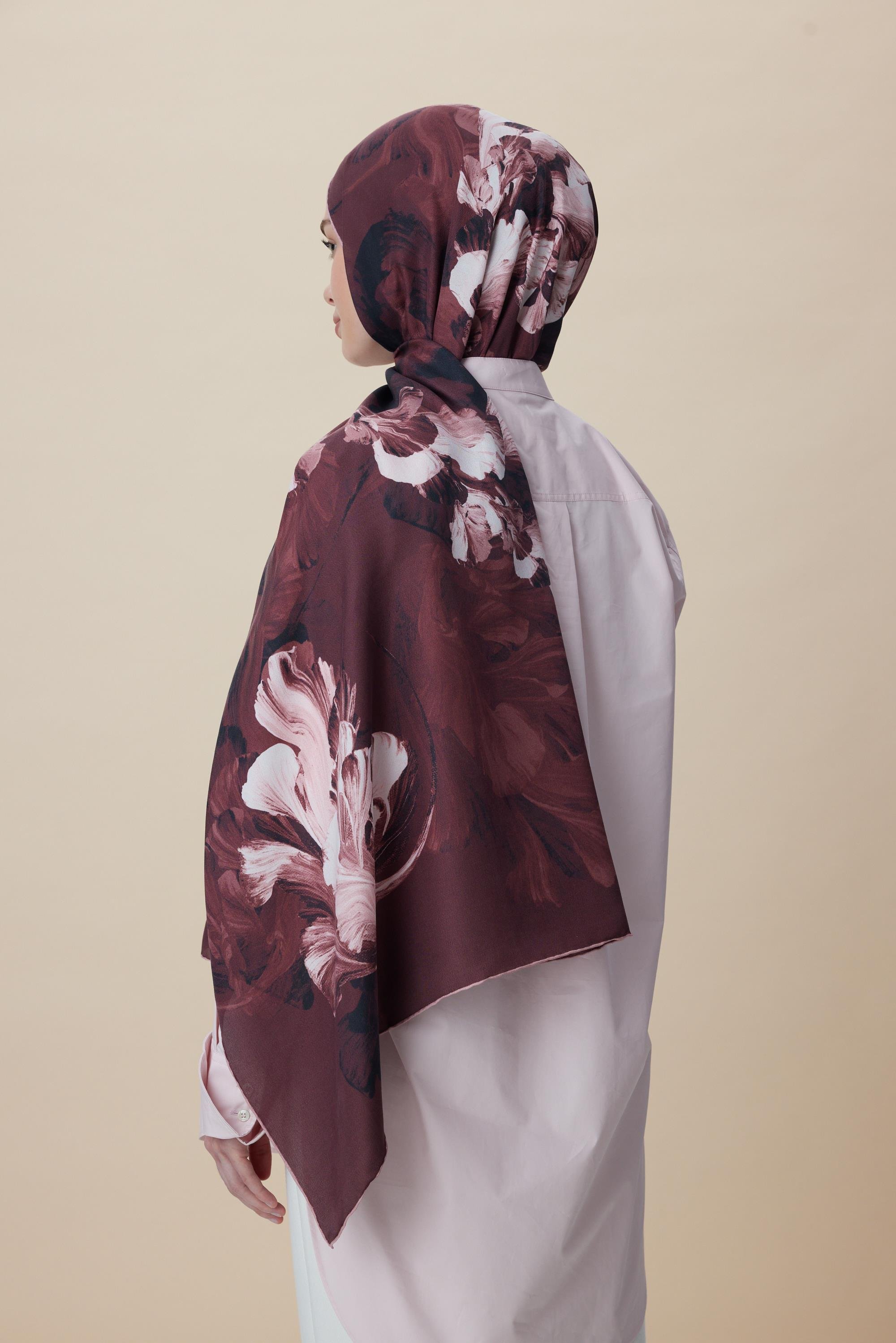 AKVA PAMUK İPEK ŞAL 70*190 CM - BORDO