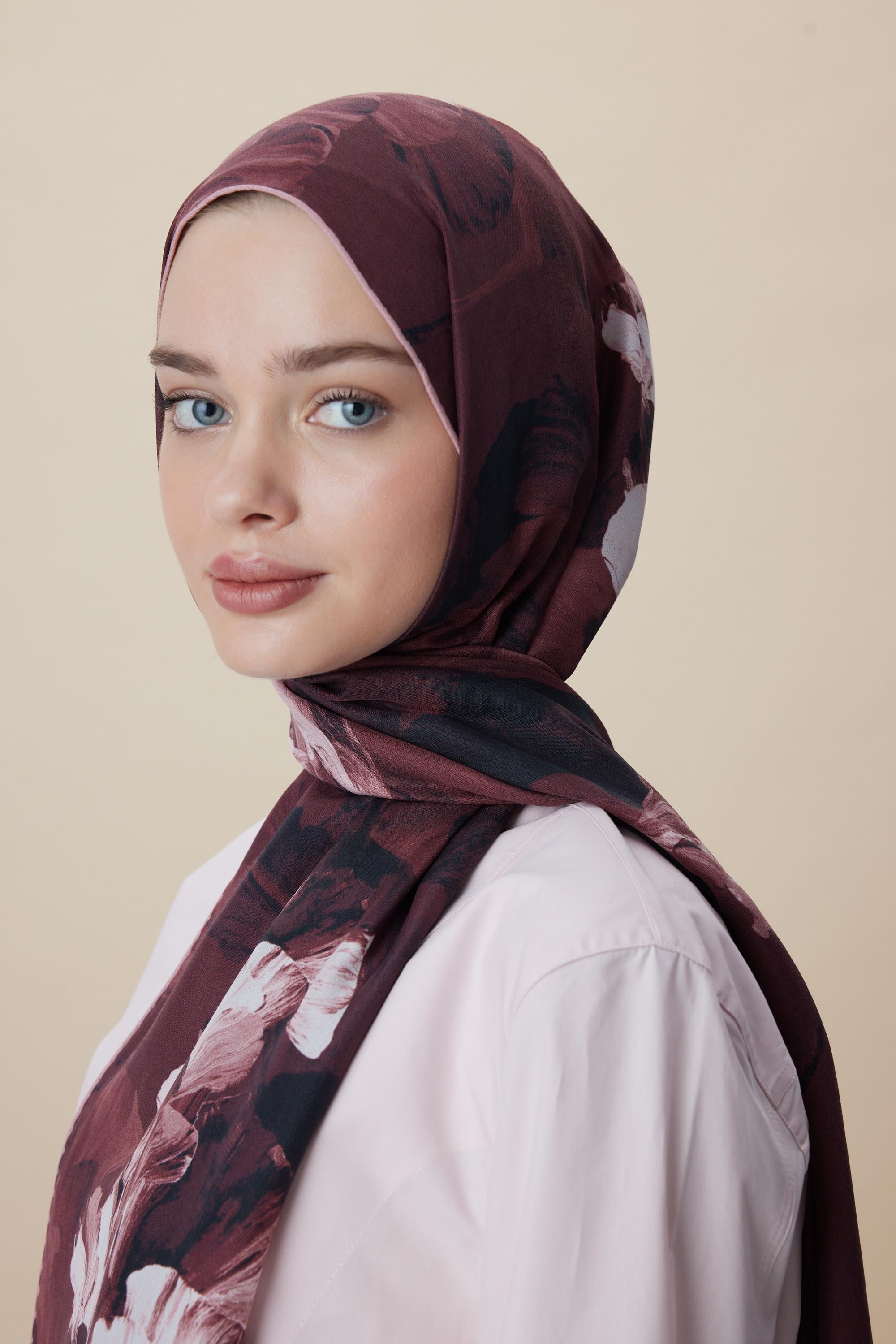 AKVA PAMUK İPEK ŞAL 70*190 CM - BORDO