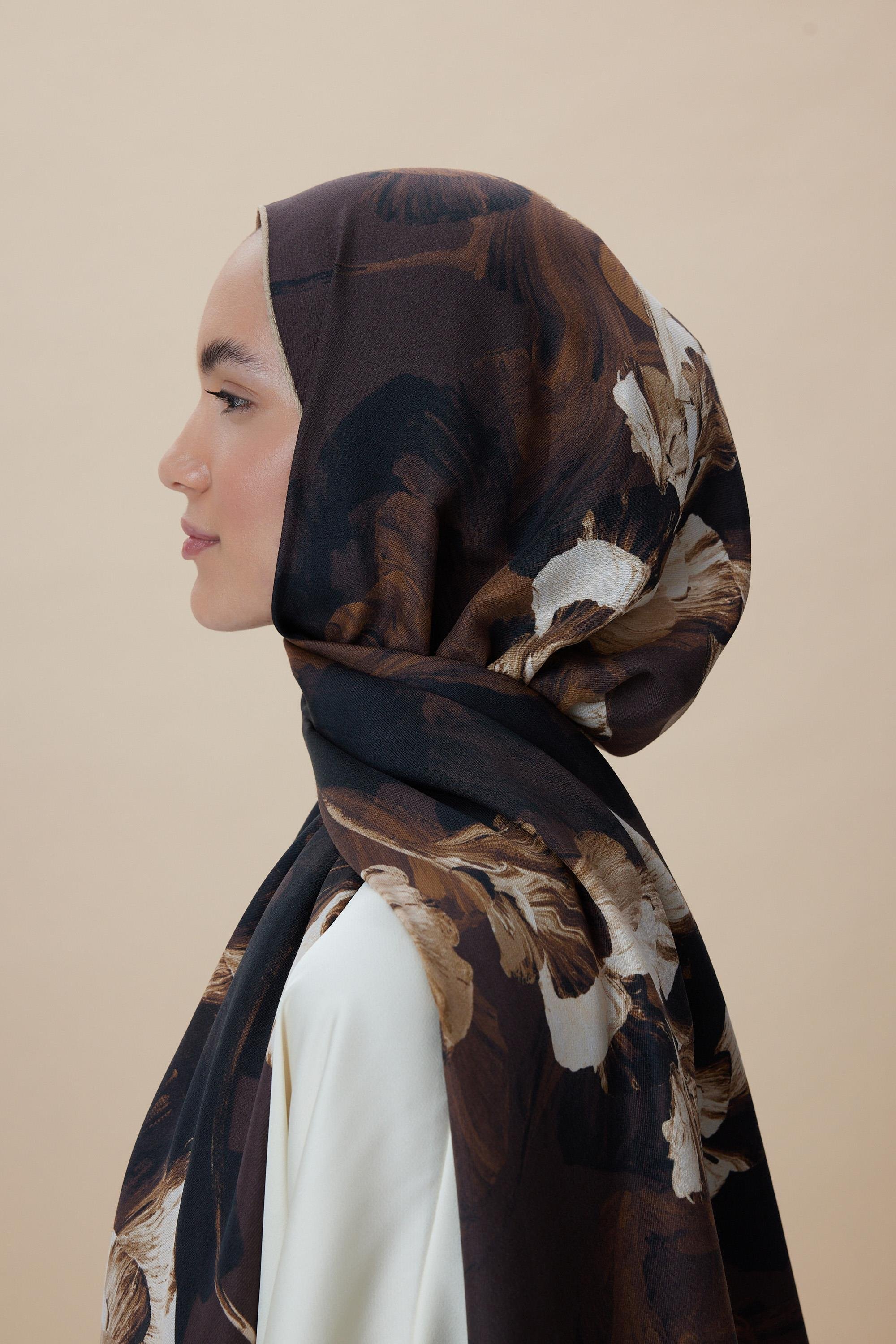 AKVA PAMUK İPEK ŞAL 70*190 CM - KAHVERENGİ