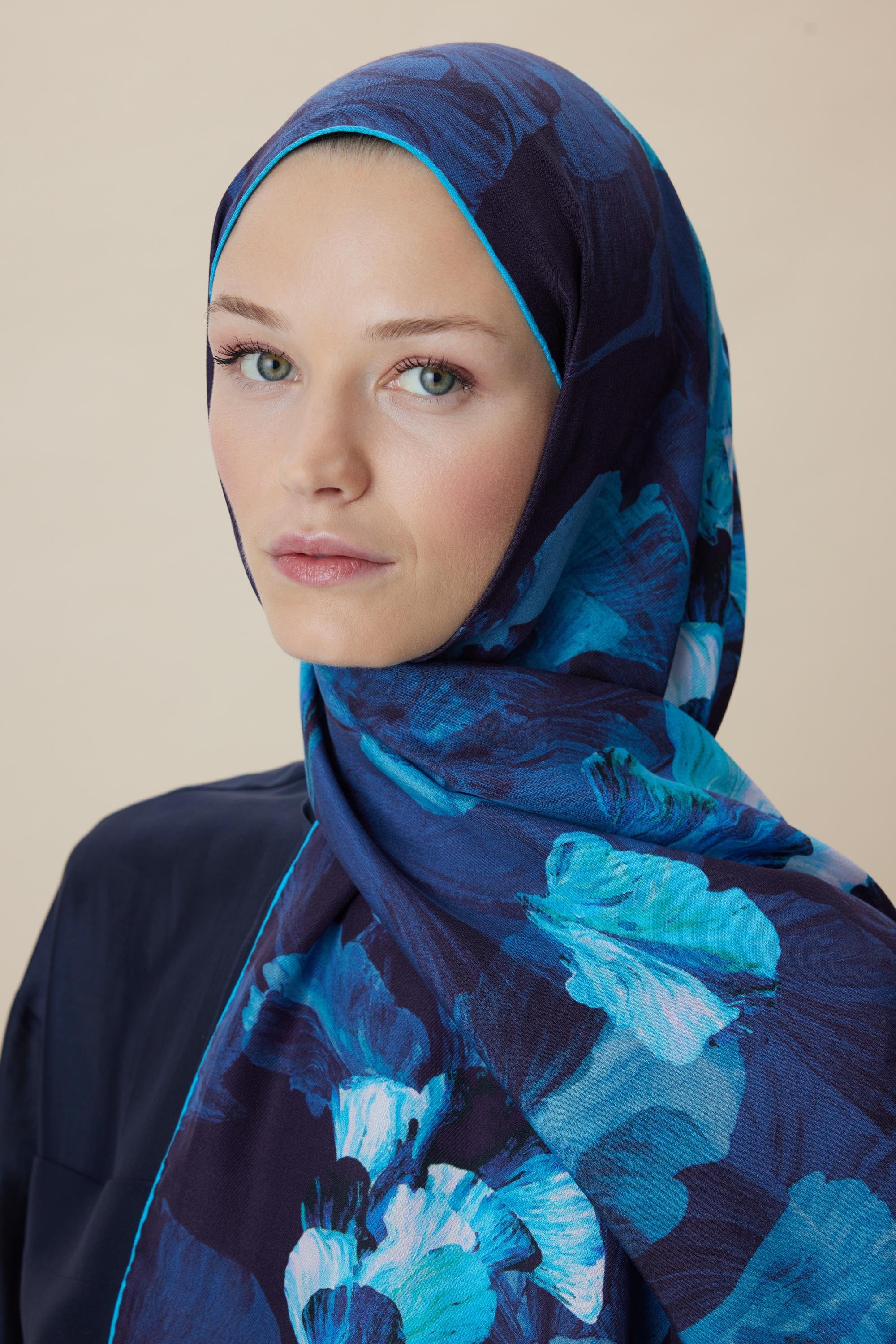 AKVA PAMUK İPEK ŞAL 70*190 CM - LACİVERT