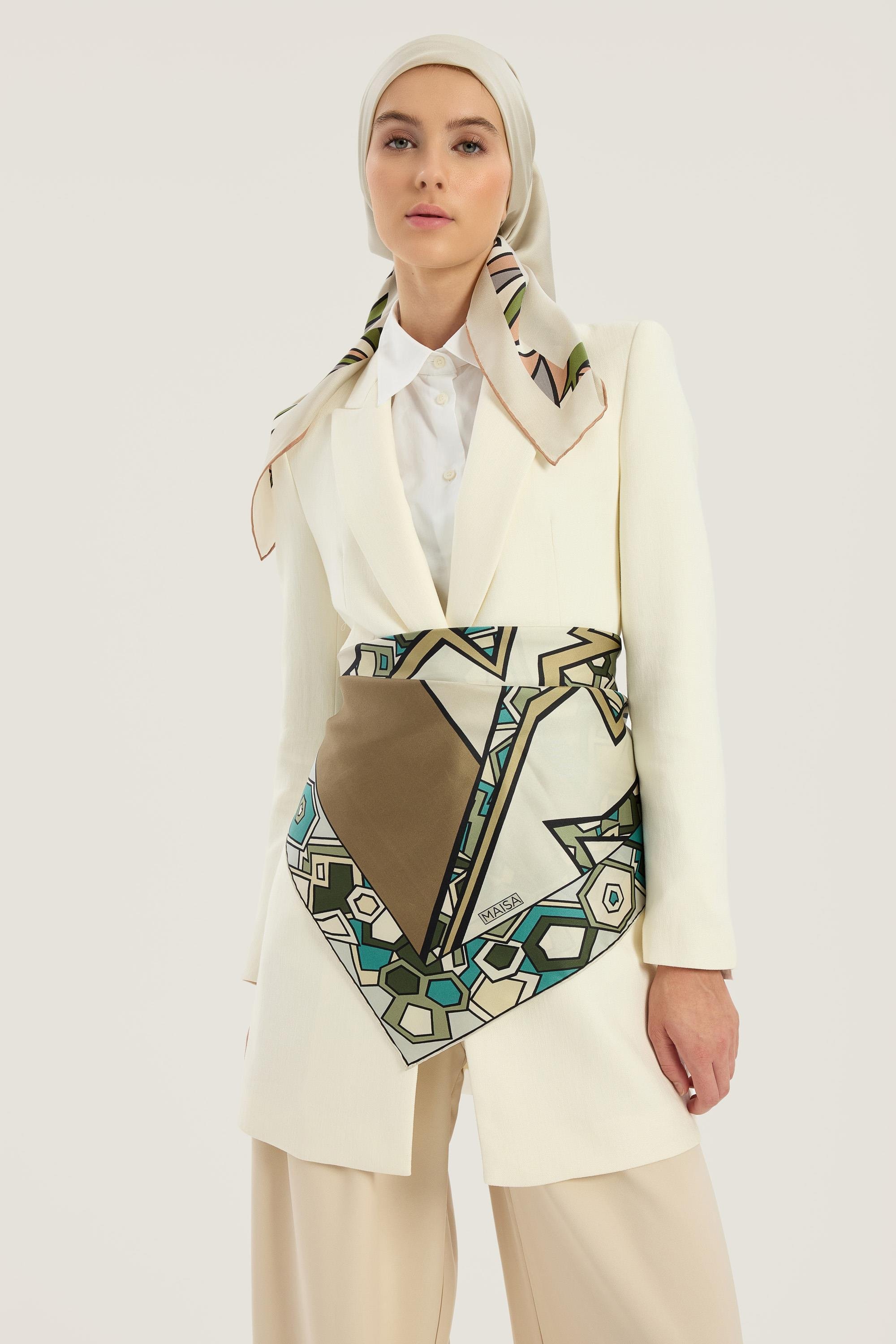 ALEV TİVİL İPEK EŞARP 90*90 CM - BEJ