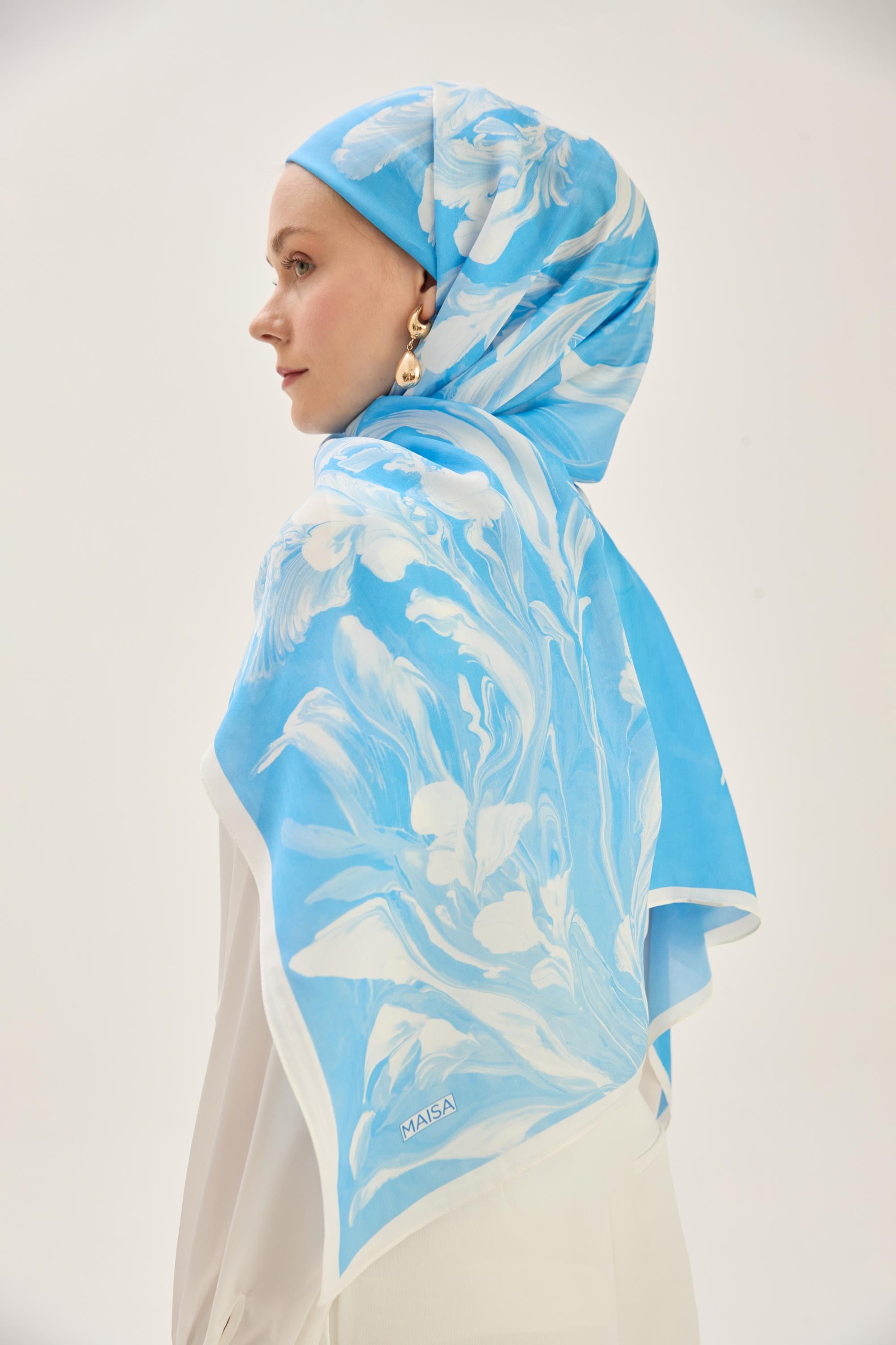 ARYA FLOŞ VİSKON 70*190 CM ŞAL - MAVİ