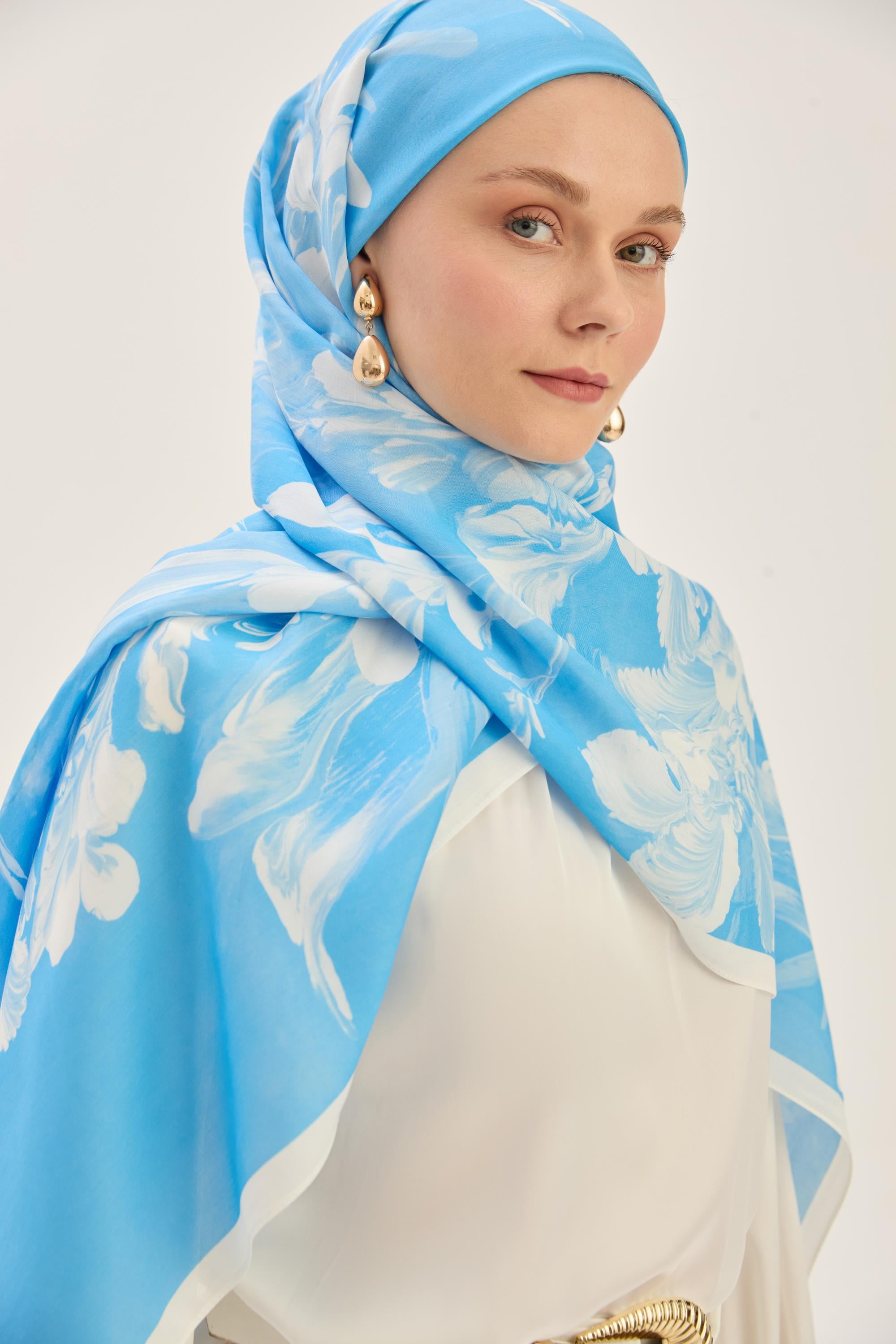 ARYA FLOŞ VİSKON 70*190 CM ŞAL - MAVİ