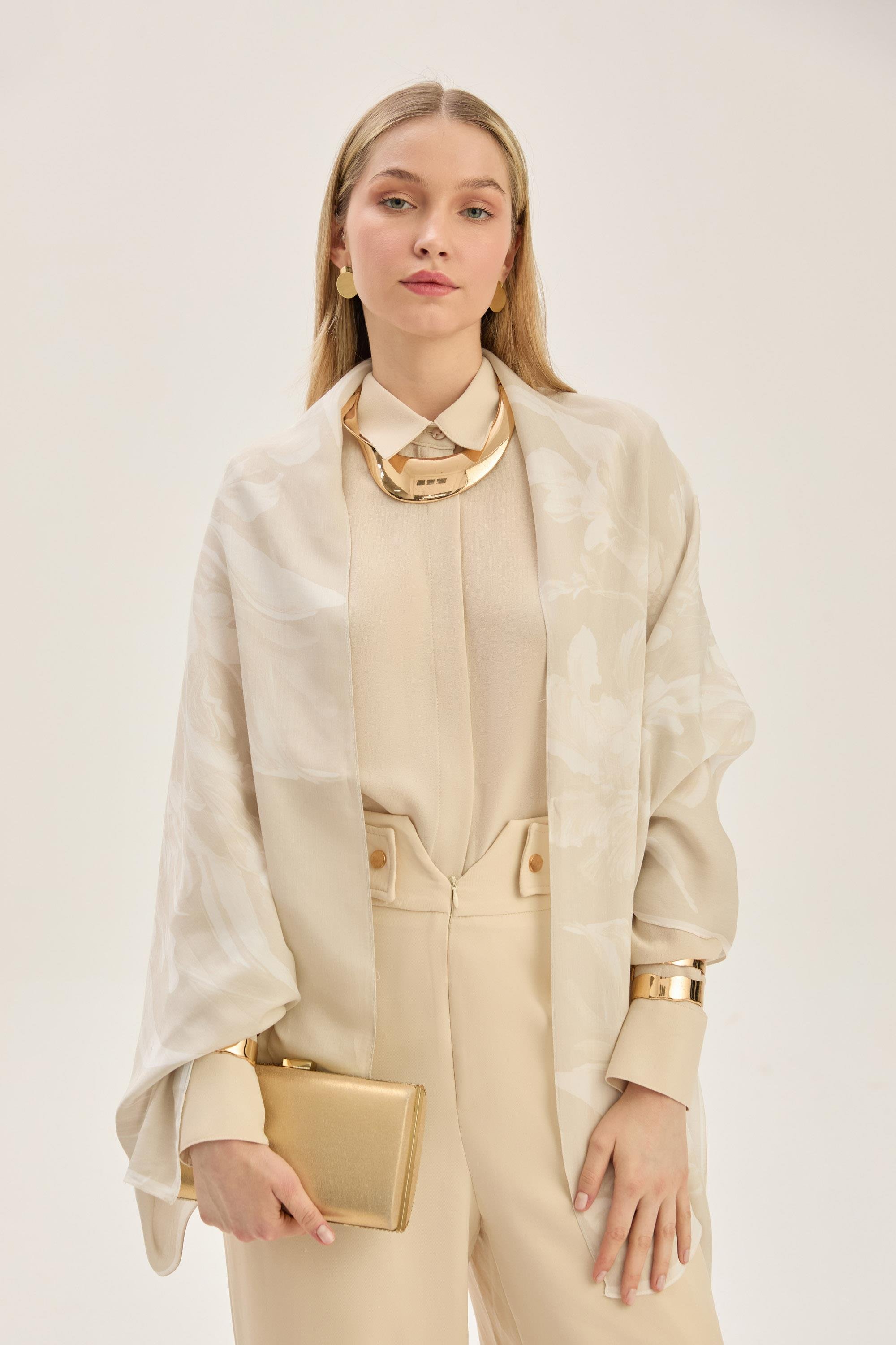 ARYA FLOŞ VİSKON 70*190 CM ŞAL - TAŞ