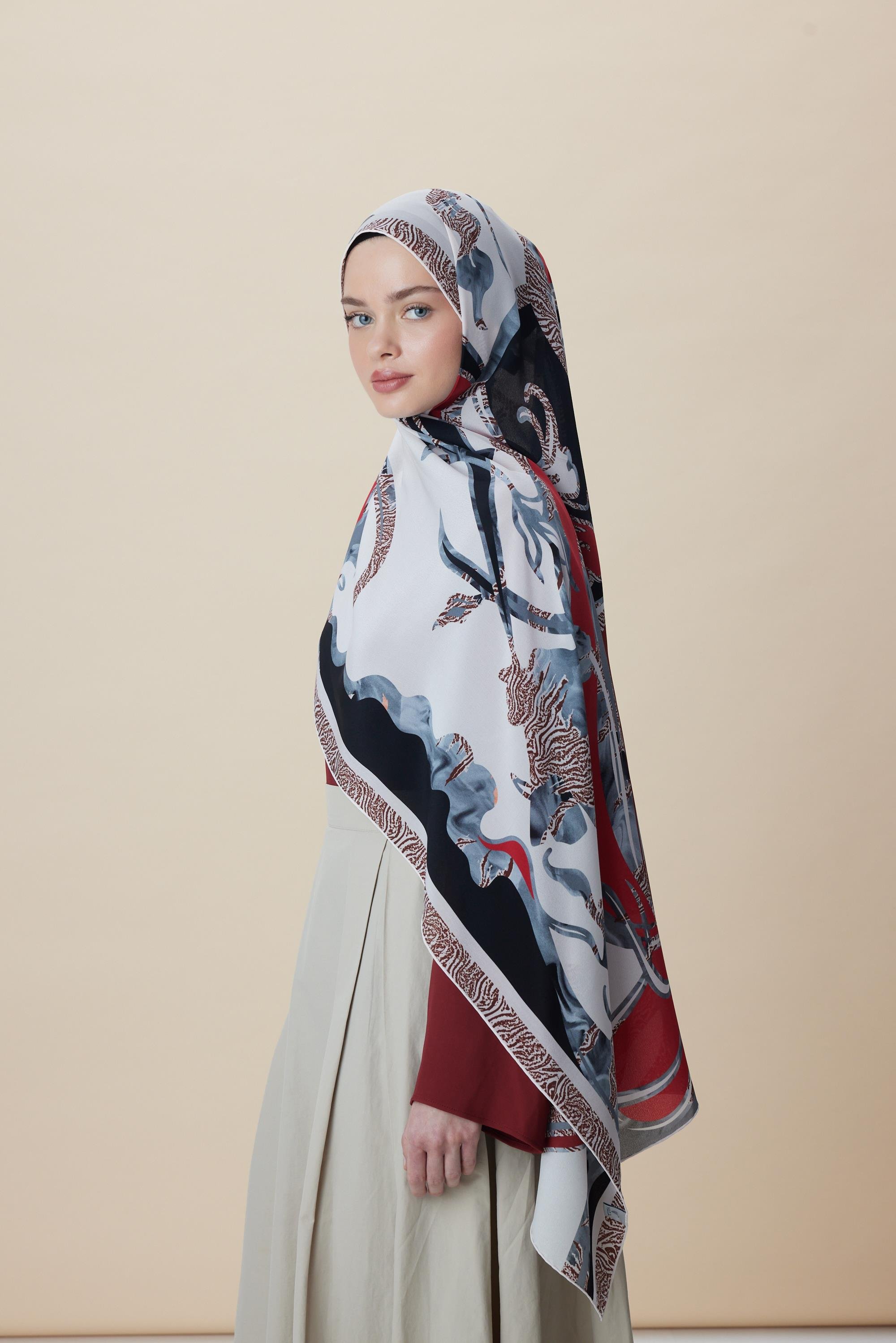 AYÇIL KREP İPEK ŞAL 70*190 CM - KIRMIZI