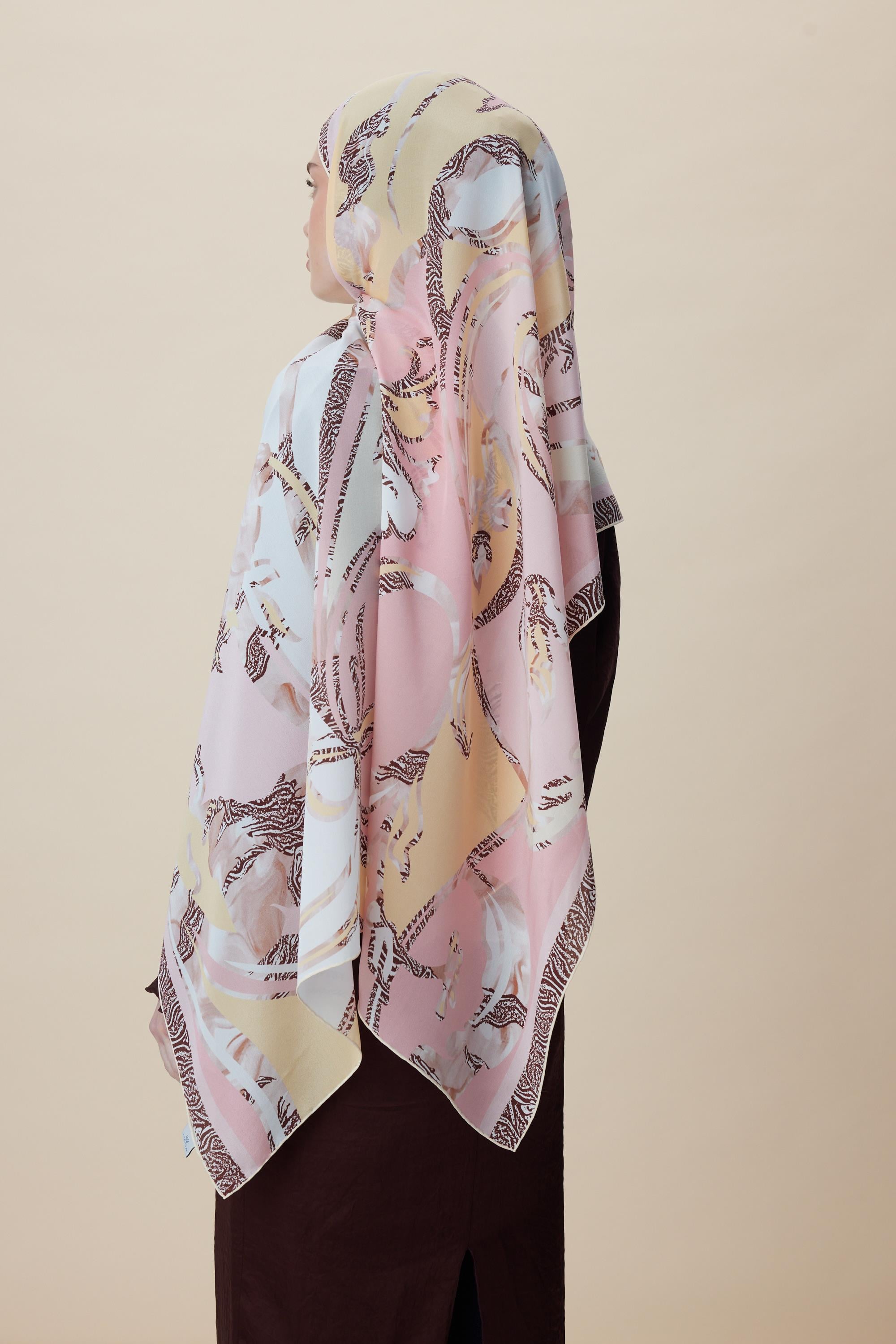 AYÇIL KREP İPEK ŞAL 70*190 CM - PEMBE