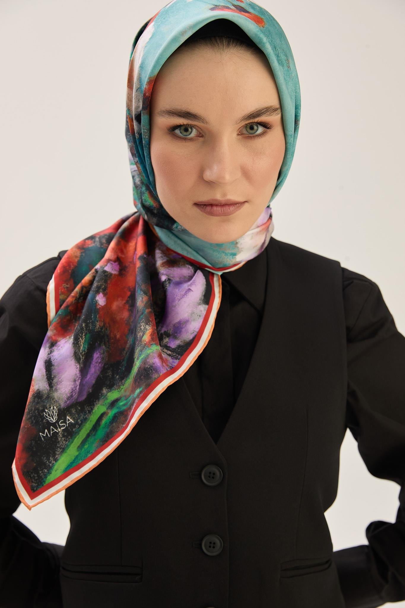 BENNE TİVİL İPEK EŞARP 90*90 CM - KAHVERENGİ