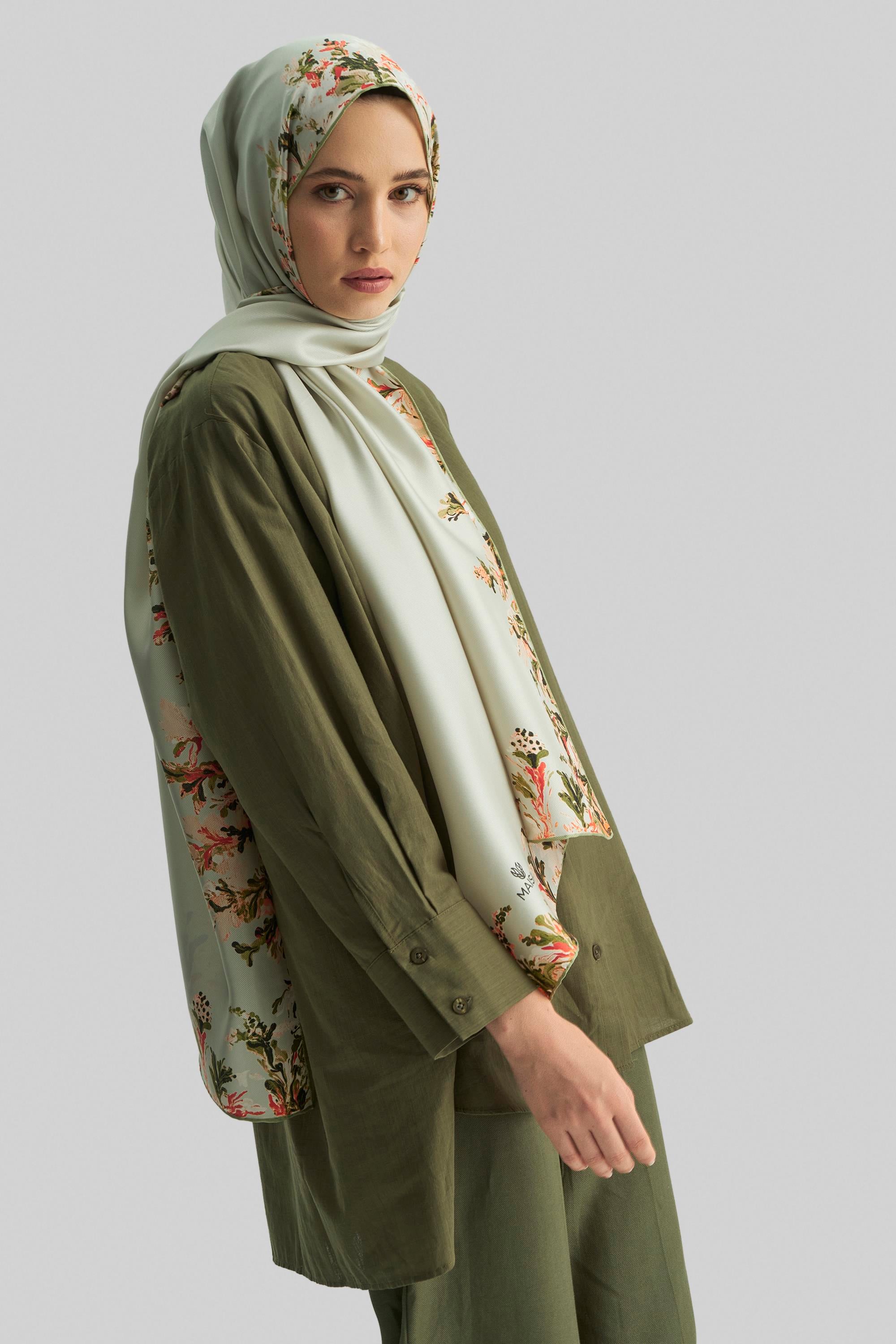 BURCU MULBERRY İPEK ŞAL 70*190 CM - YEŞİL