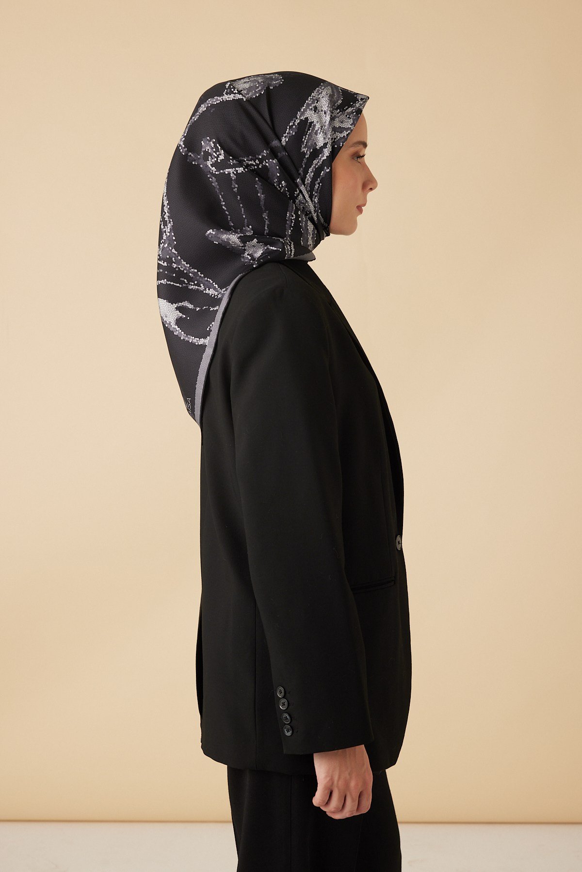 CEVLAN MULBERRY İPEK EŞARP 90*90 CM - ANTRASİT