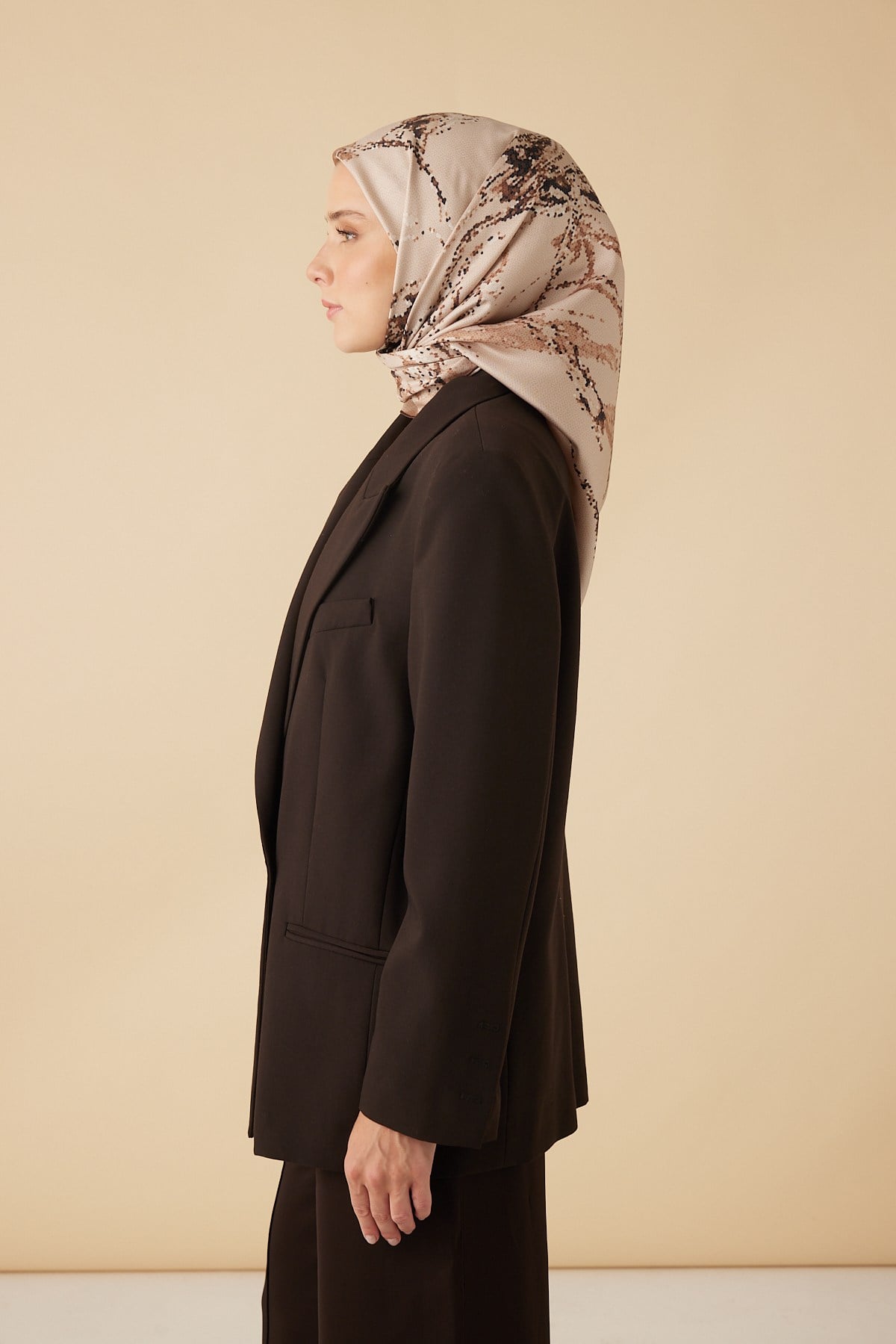 CEVLAN MULBERRY İPEK EŞARP 90*90 CM - BEJ
