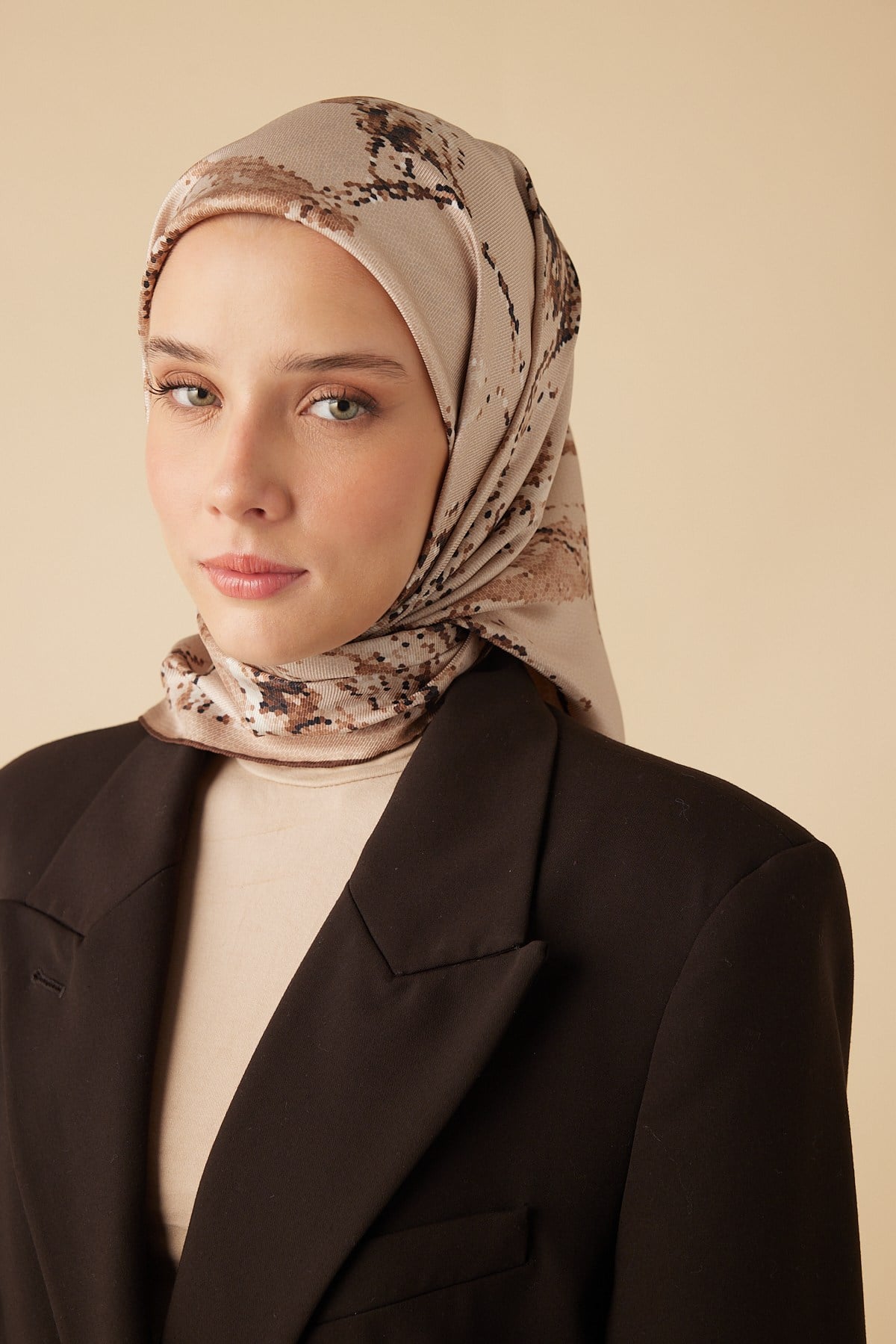 CEVLAN MULBERRY İPEK EŞARP 90*90 CM - BEJ