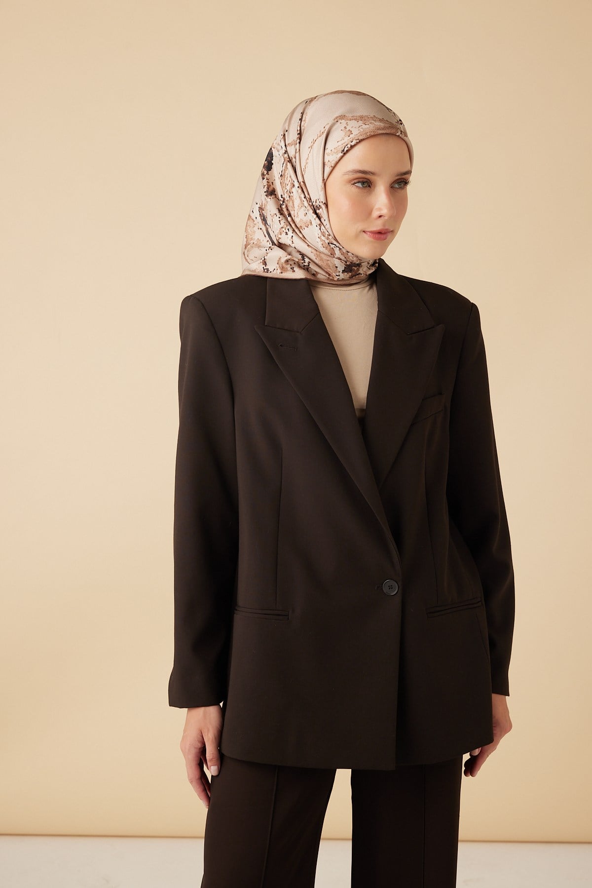CEVLAN MULBERRY İPEK EŞARP 90*90 CM - BEJ