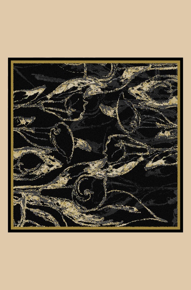 CEVLAN MULBERRY İPEK EŞARP 90*90 CM - GOLD SİYAH