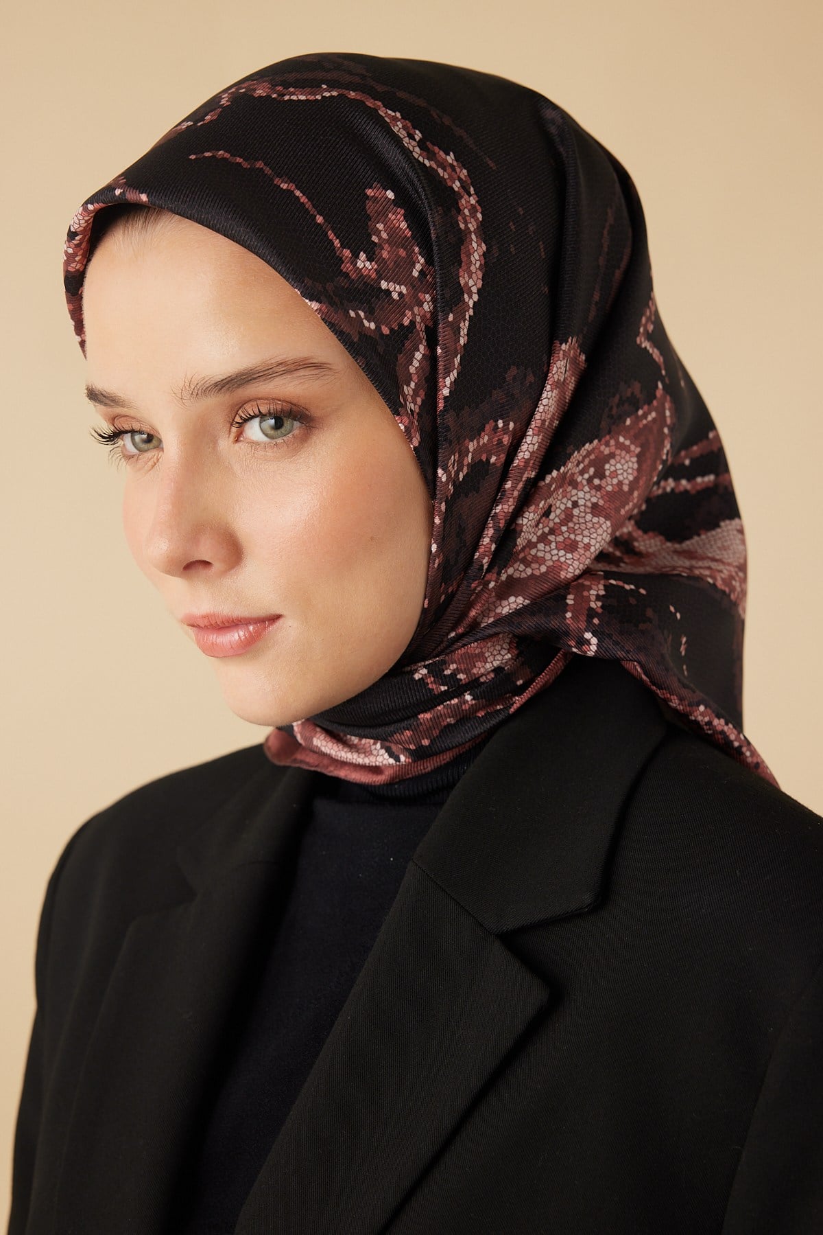 CEVLAN MULBERRY İPEK EŞARP 90*90 CM - GÜL KURUSU