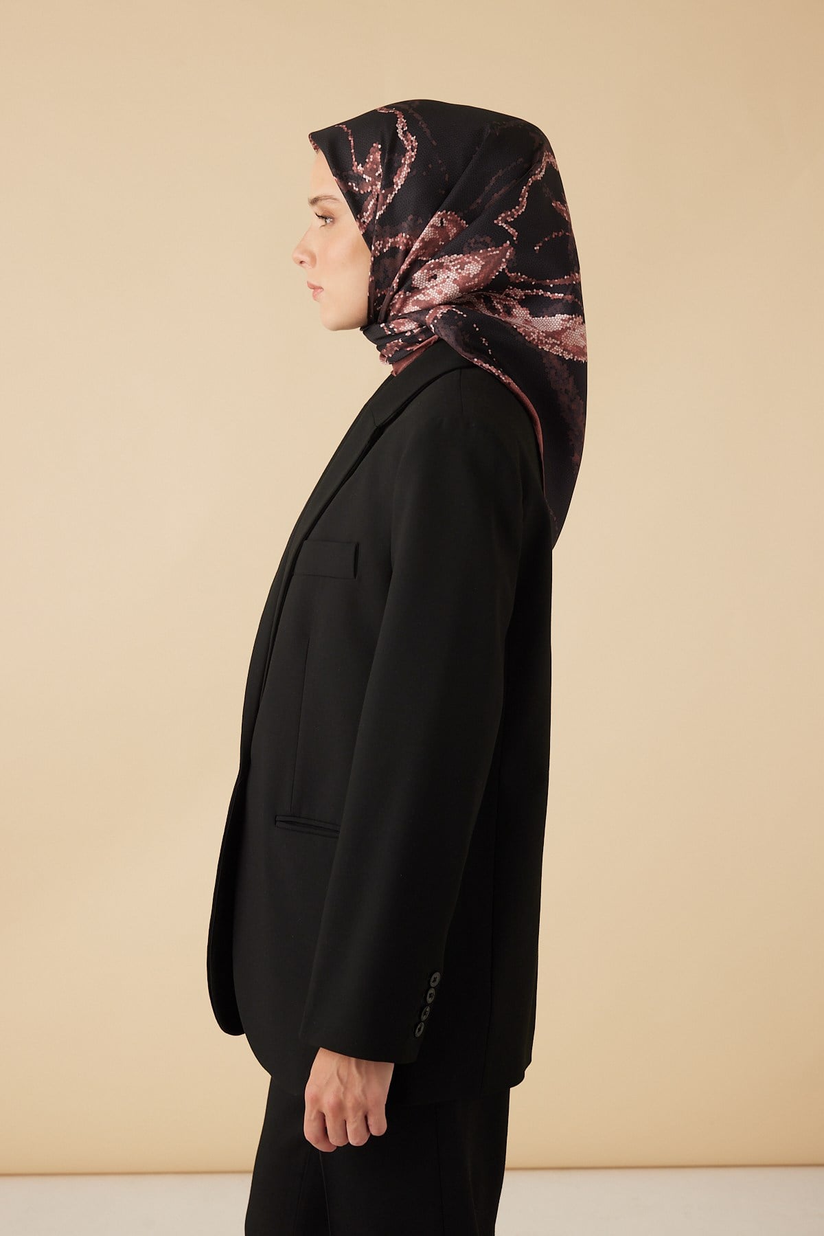 CEVLAN MULBERRY İPEK EŞARP 90*90 CM - GÜL KURUSU