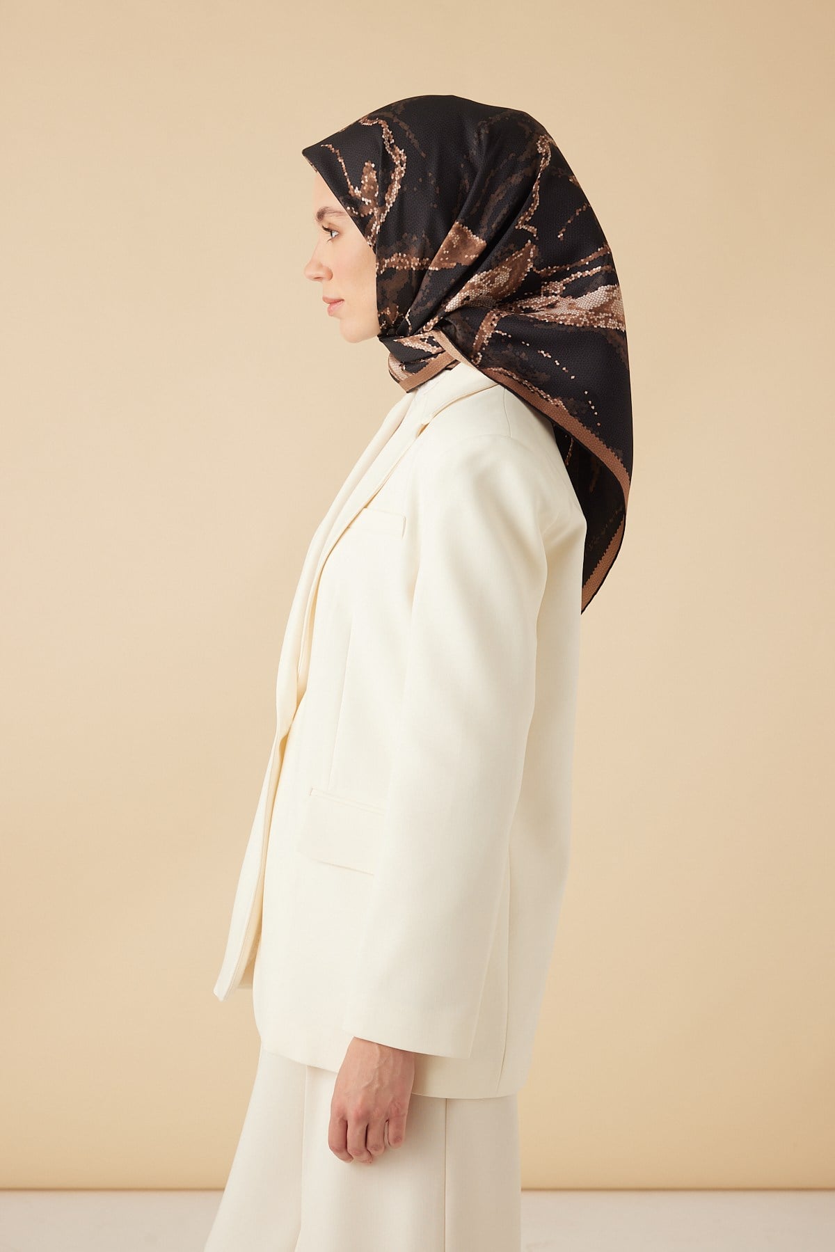 CEVLAN MULBERRY İPEK EŞARP 90*90 CM - KAHVERENGİ