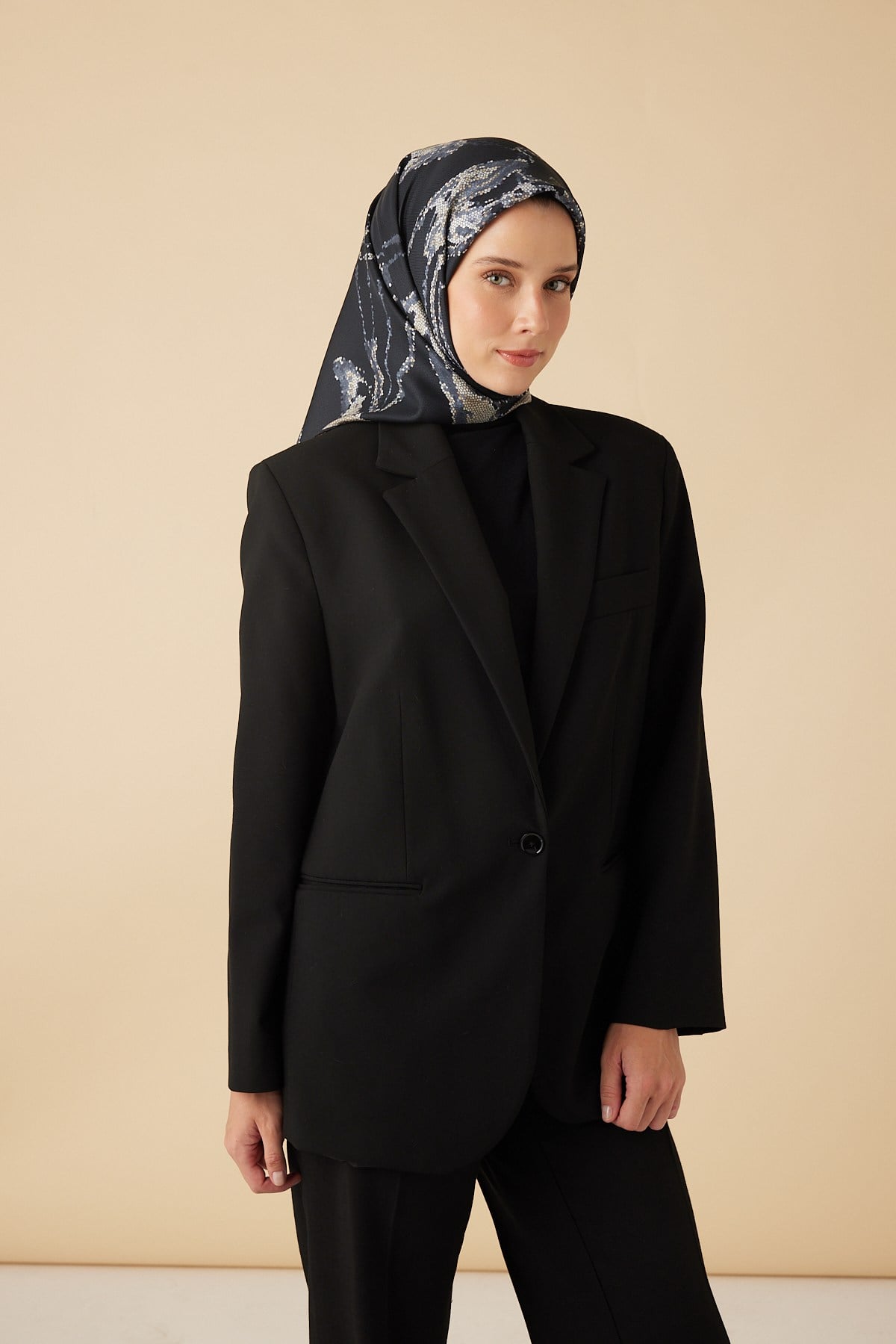 CEVLAN MULBERRY İPEK EŞARP 90*90 CM - KOYU MAVİ