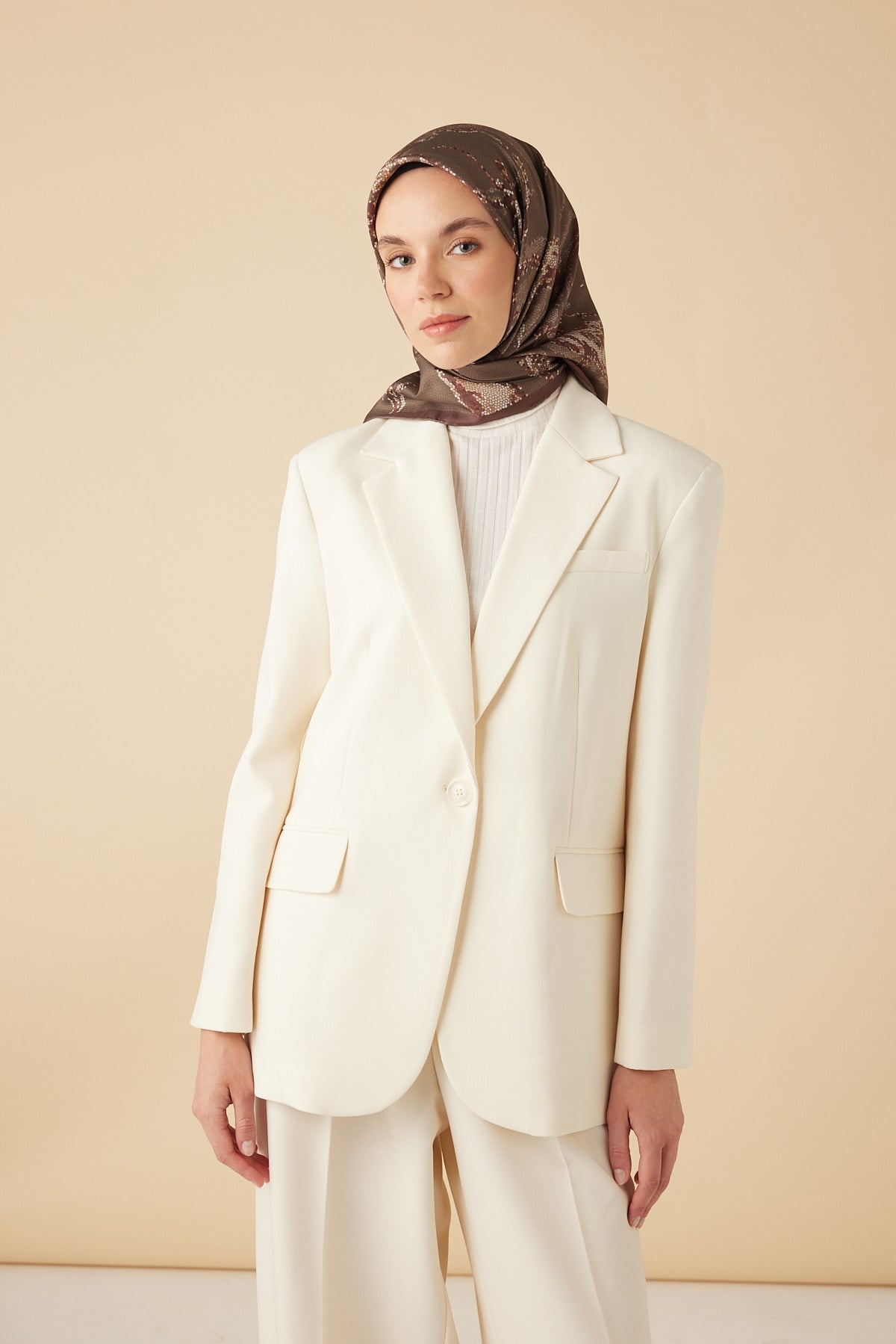 CEVLAN MULBERRY İPEK EŞARP 90*90 CM - VİZON