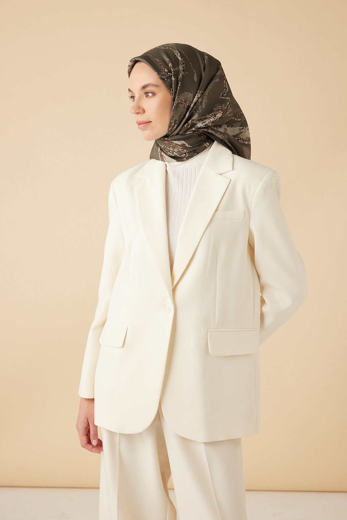 CEVLAN MULBERRY İPEK EŞARP 90*90 CM - ZEYTİN YEŞİLİ