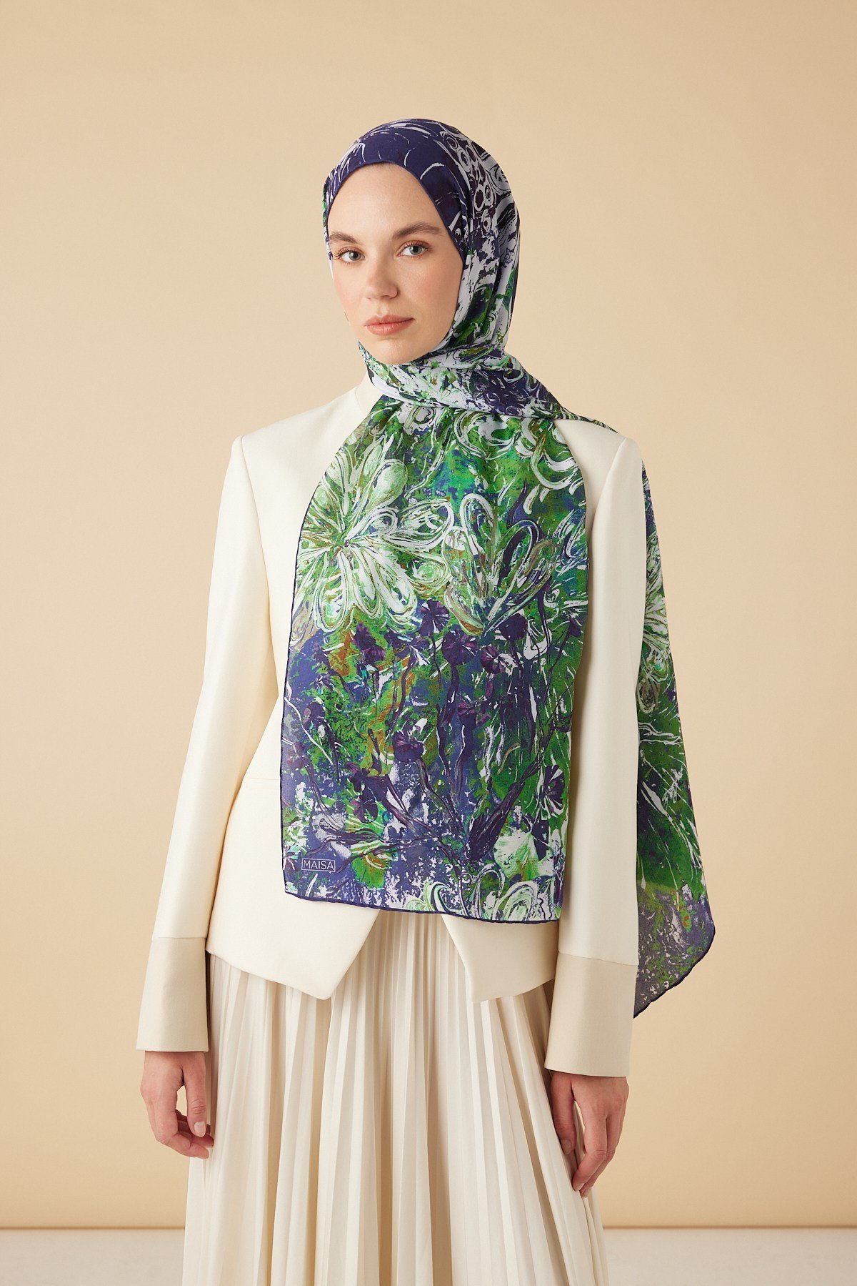 DEM PAMUK İPEK ŞAL 70*190 CM - LACİVERT