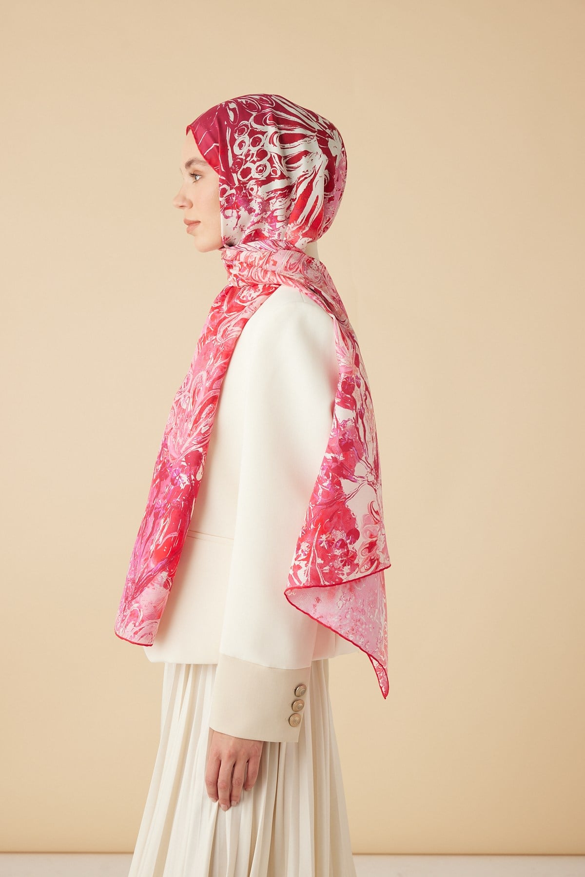 DEM PAMUK İPEK ŞAL 70*190 CM - PEMBE