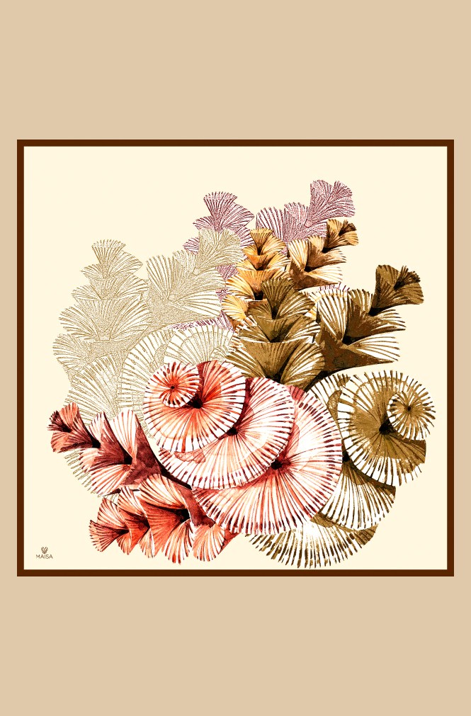 DEVRAN TİVİL İPEK EŞARP 90*90 CM - KREM
