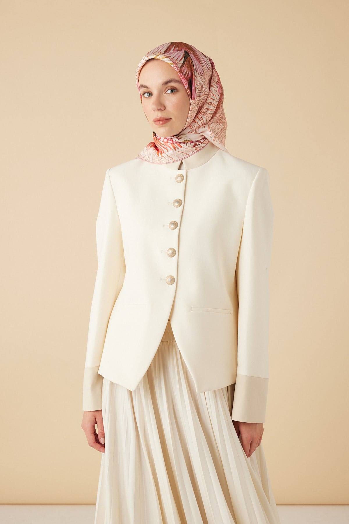 DEVRAN TİVİL İPEK EŞARP 90*90 CM - PEMBE