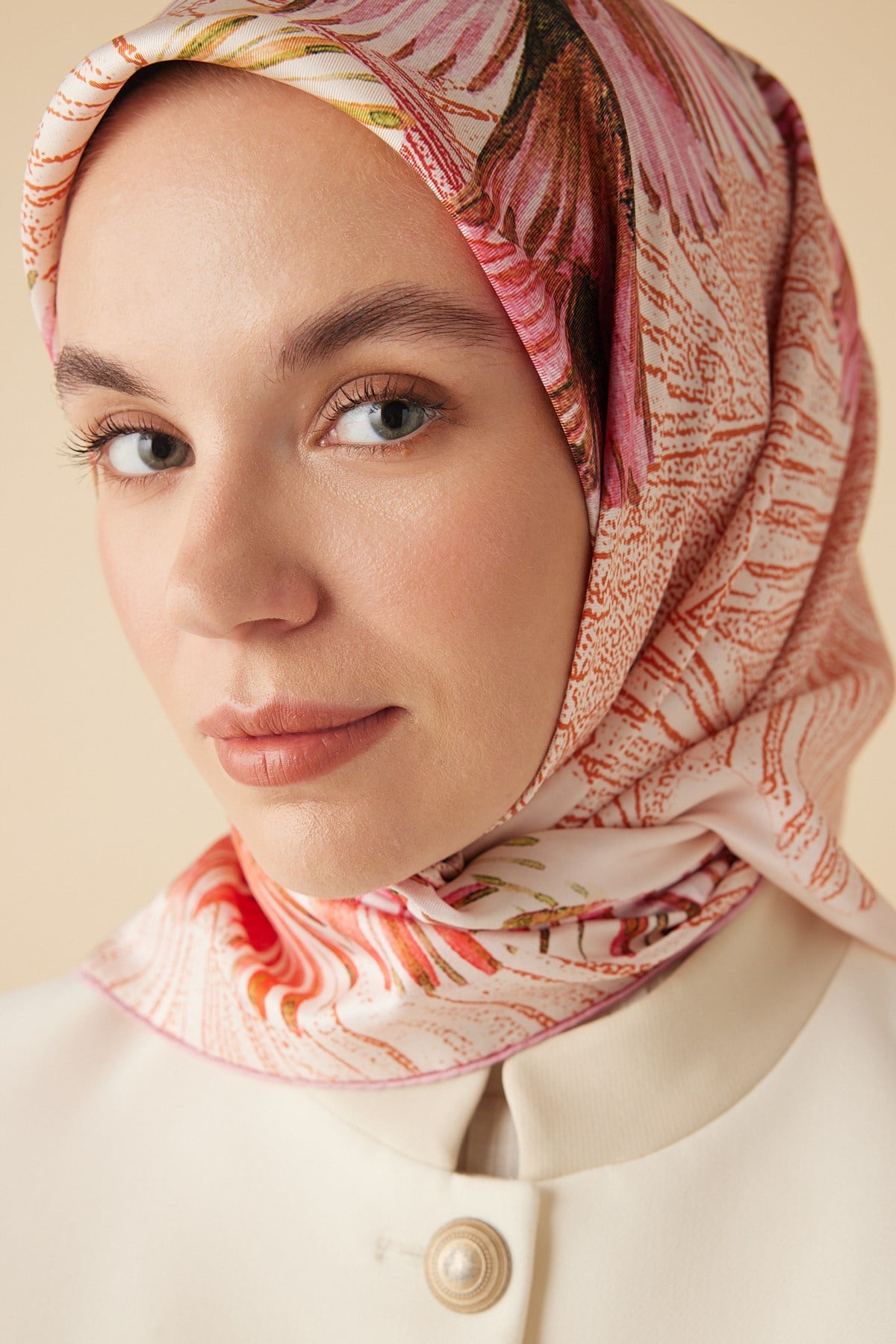 DEVRAN TİVİL İPEK EŞARP 90*90 CM - PEMBE