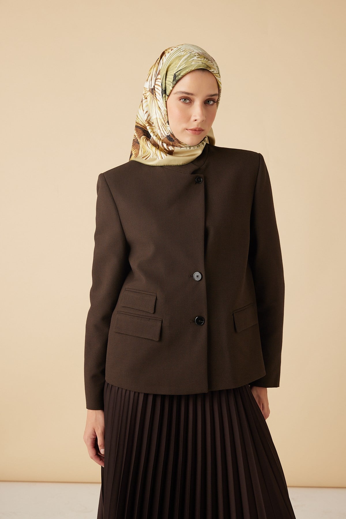 DEVRAN TİVİL İPEK EŞARP 90*90 CM - YEŞİL