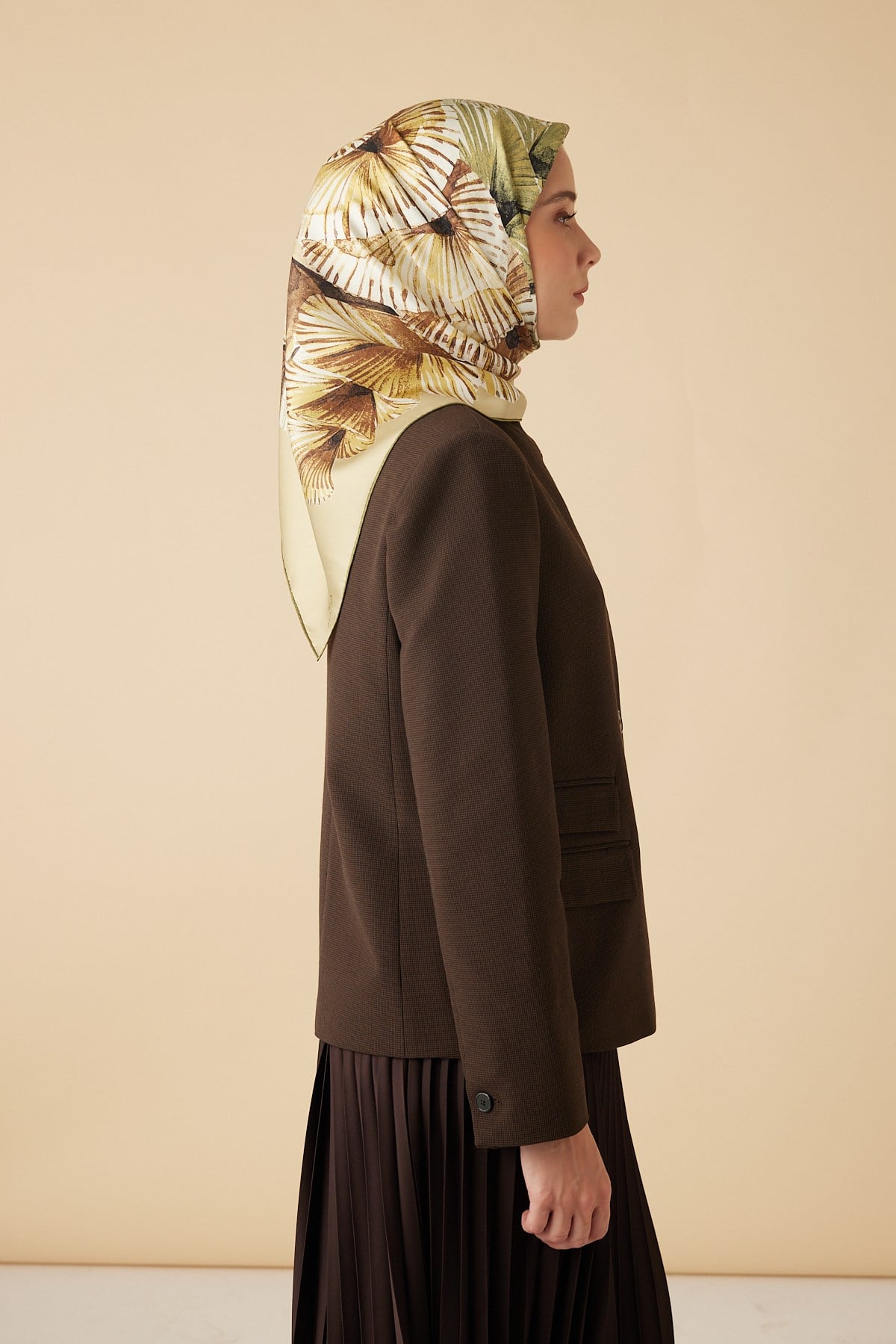 DEVRAN TİVİL İPEK EŞARP 90*90 CM - YEŞİL