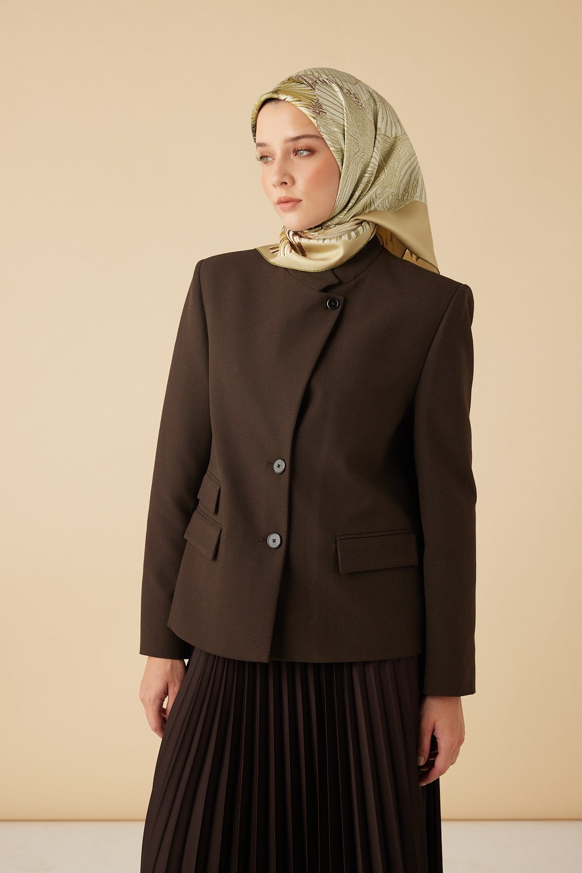 DEVRAN TİVİL İPEK EŞARP 90*90 CM - YEŞİL