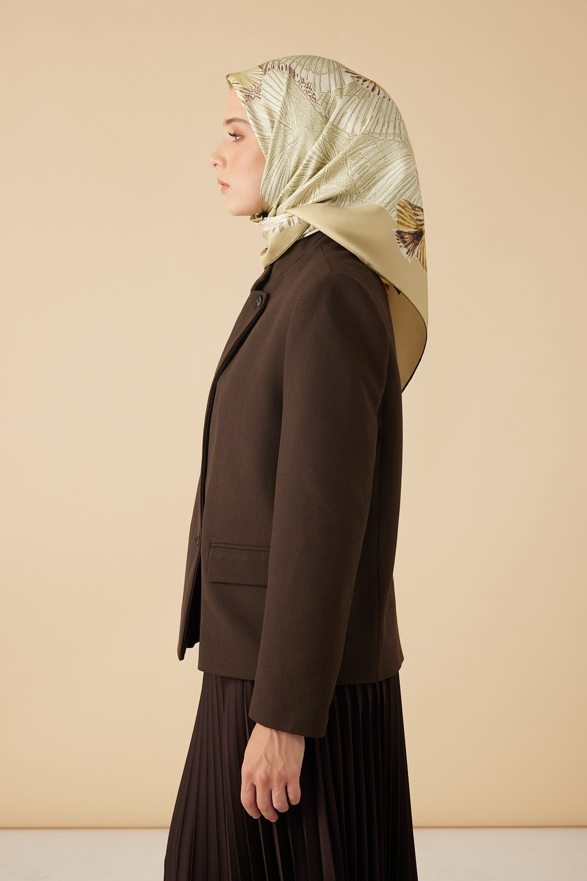 DEVRAN TİVİL İPEK EŞARP 90*90 CM - YEŞİL