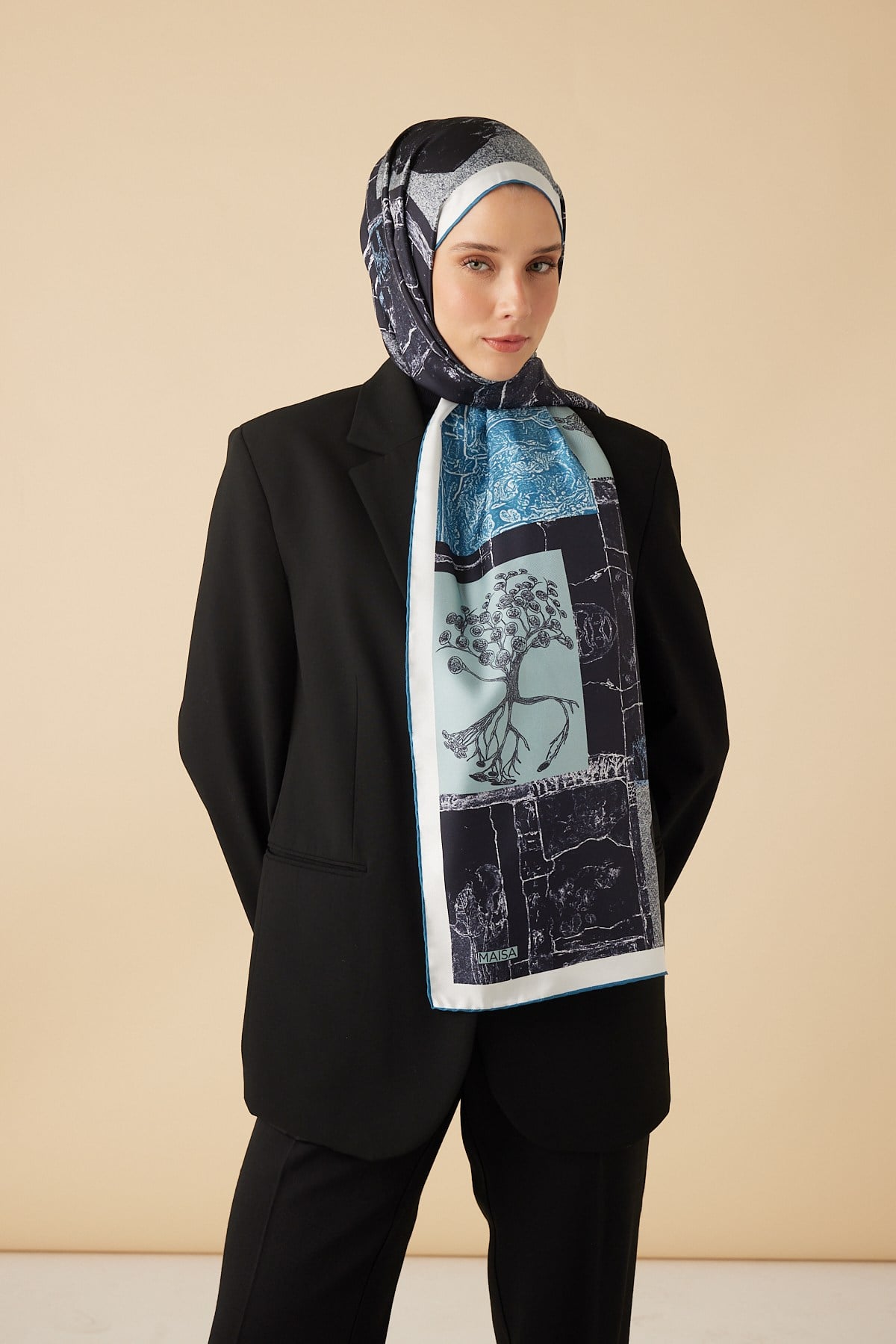 DİDAR MULBERRY İPEK ŞAL 70*190 CM - LACİVERT