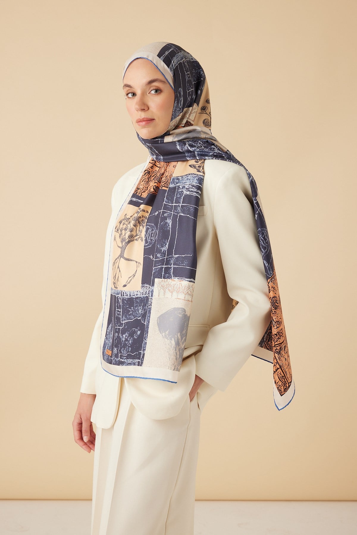 DİDAR MULBERRY İPEK ŞAL 70*190 CM - MAVİ