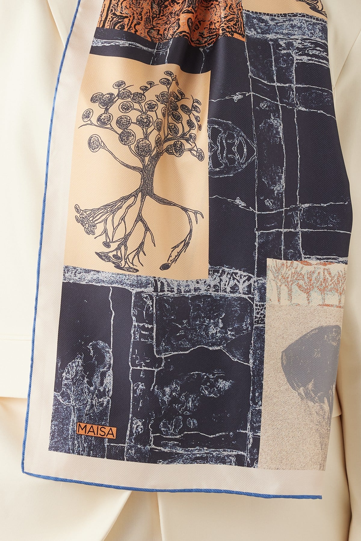DİDAR MULBERRY İPEK ŞAL 70*190 CM - MAVİ