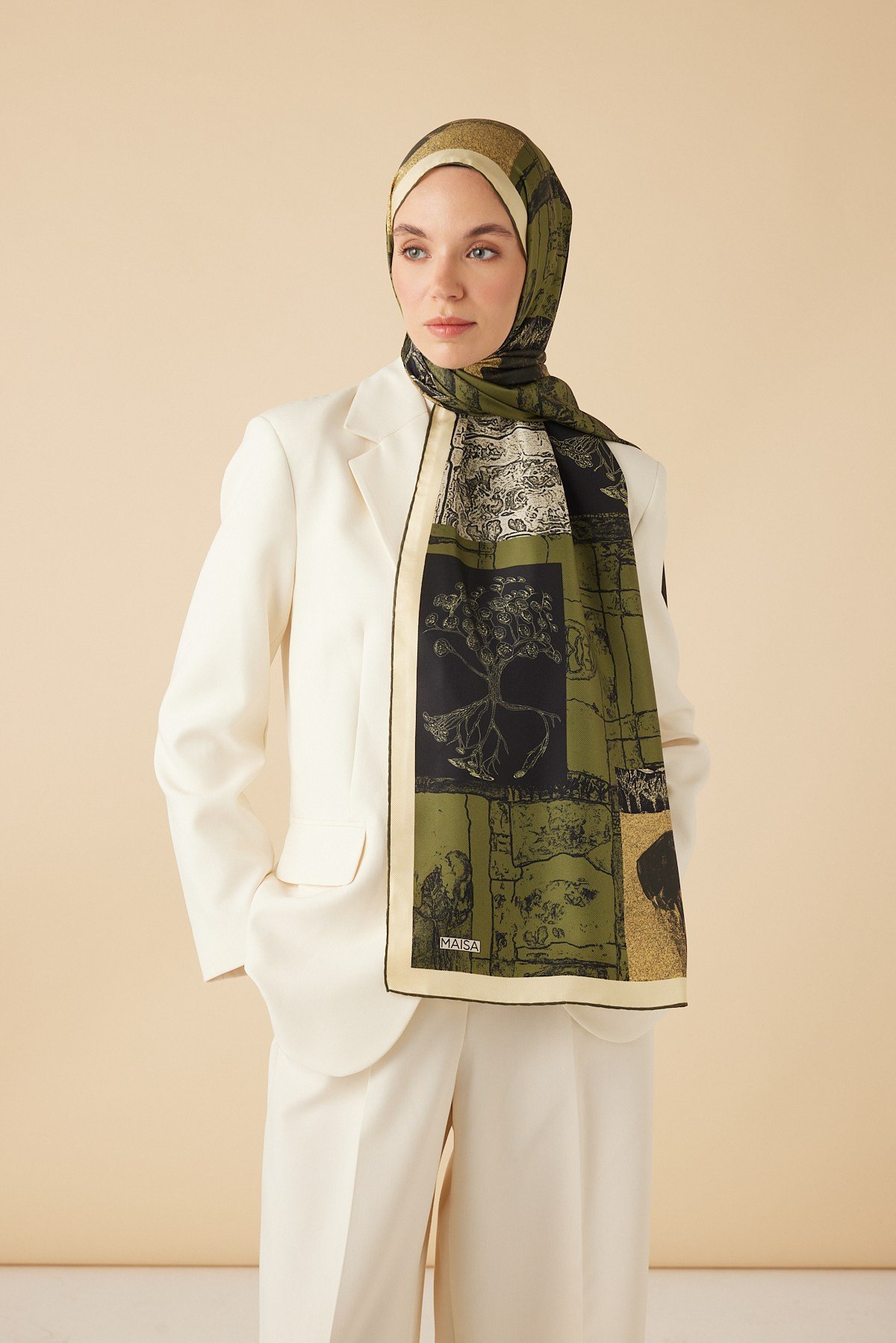 DİDAR MULBERRY İPEK ŞAL 70*190 CM - YEŞİL