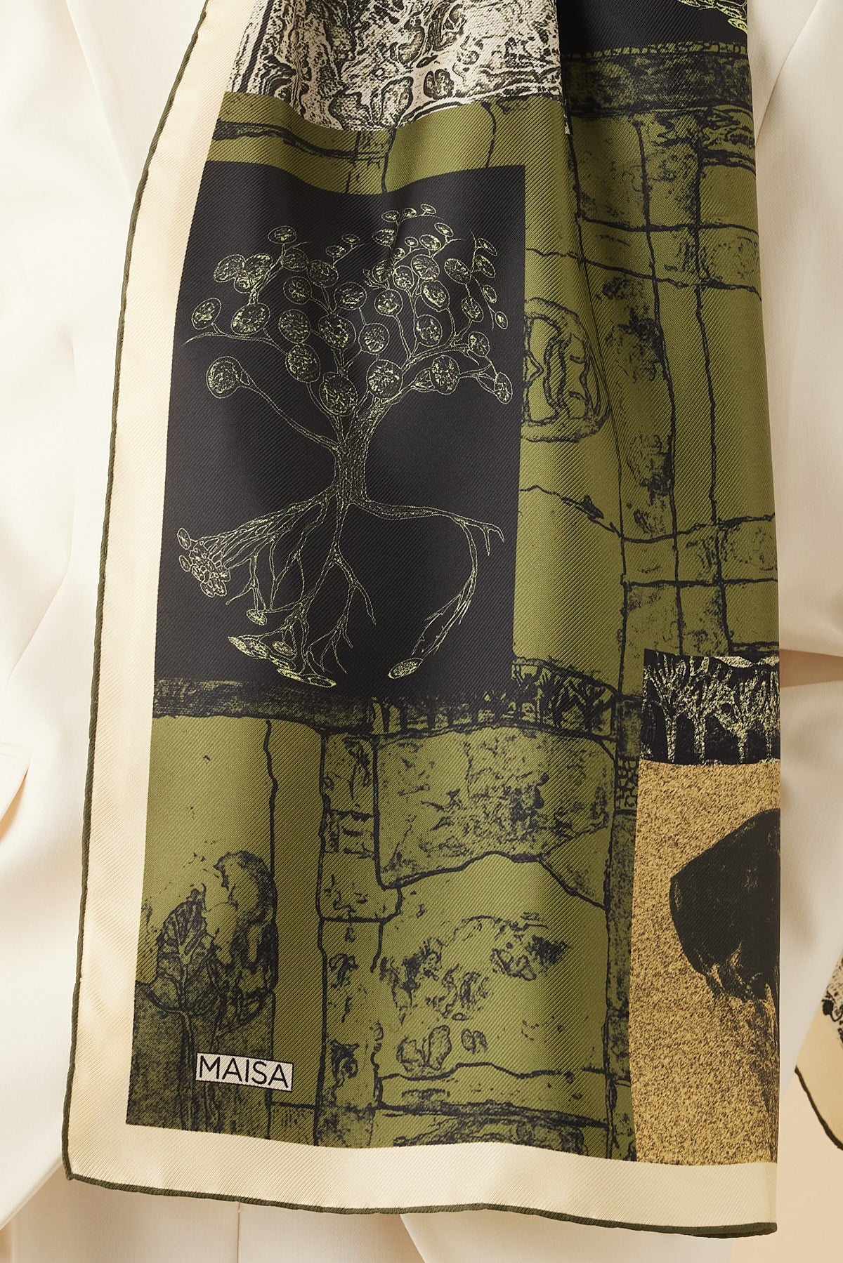 DİDAR MULBERRY İPEK ŞAL 70*190 CM - YEŞİL