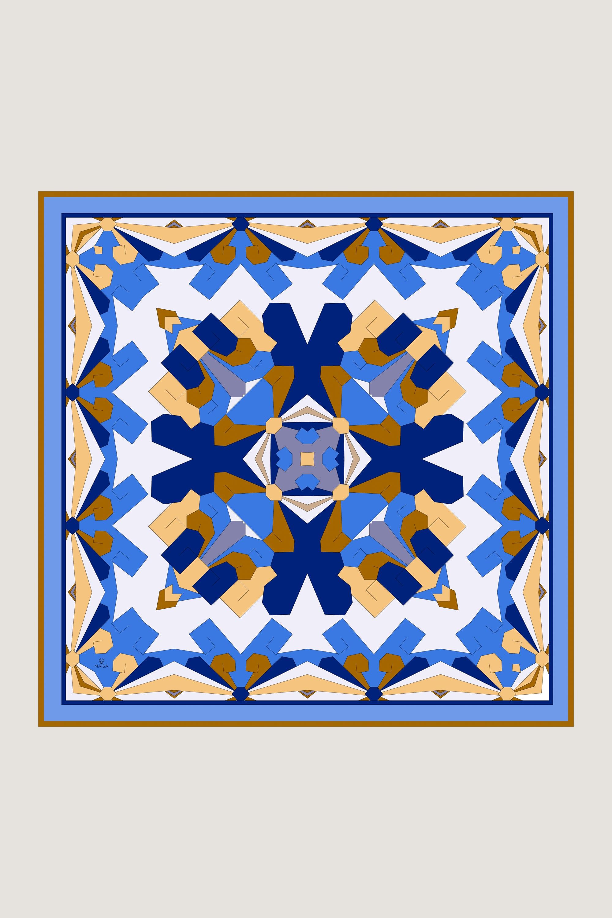 DİDAR YÜN İPEK EŞARP 140*140 CM - MAVİ