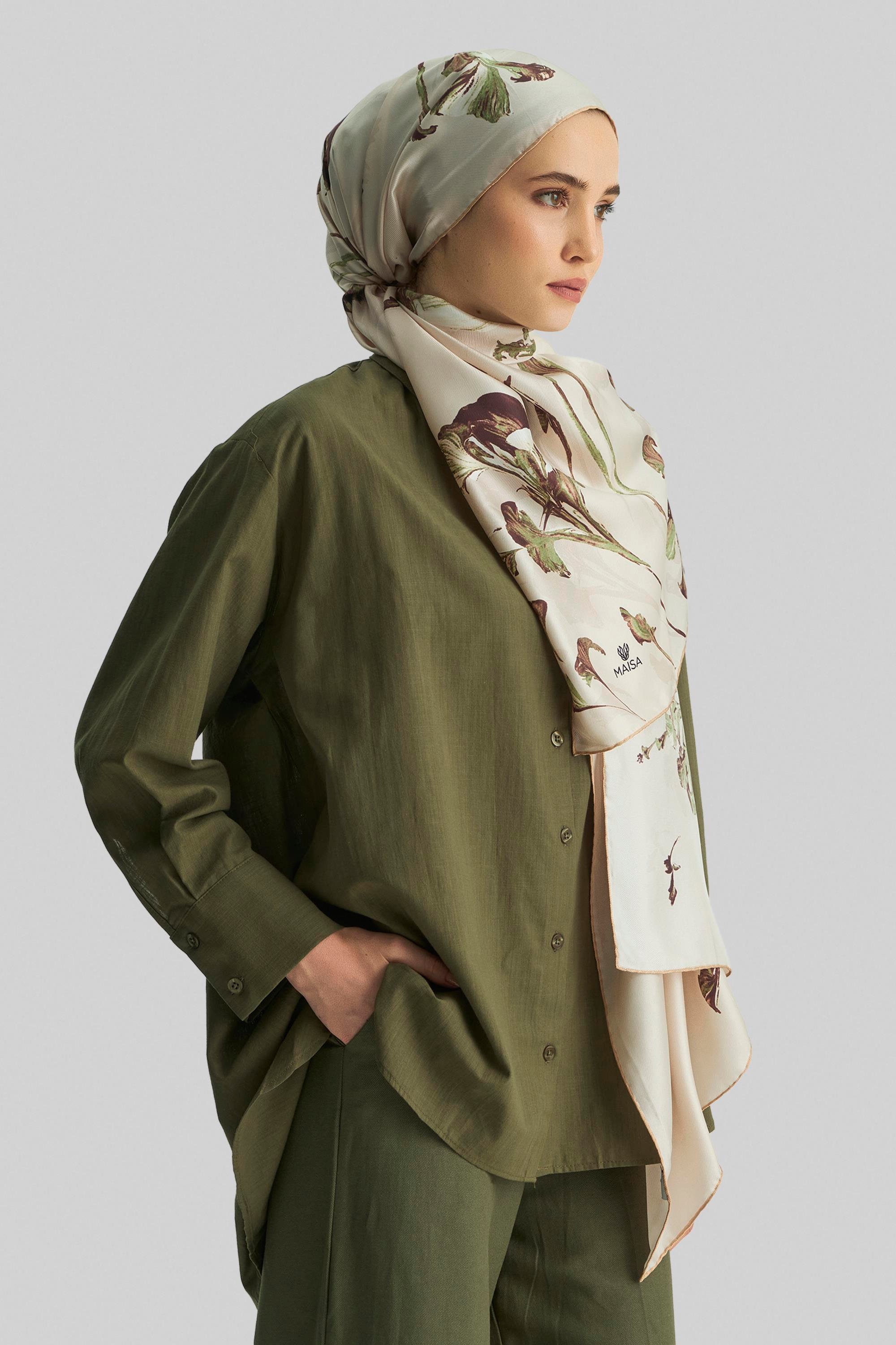 EFLİN MULBERRY İPEK ŞAL 70*190 CM - BEJ