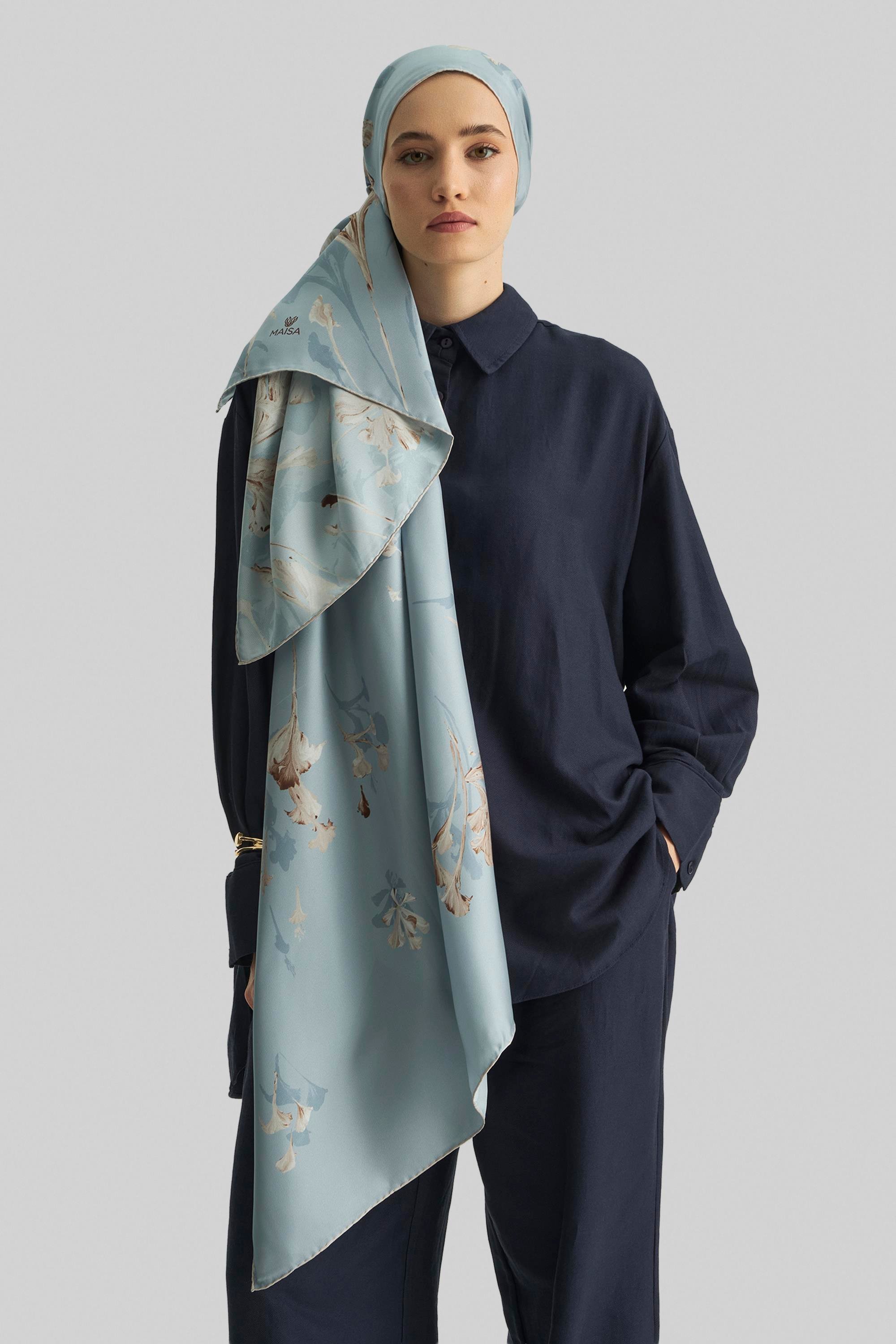 EFLİN MULBERRY İPEK ŞAL 70*190 CM - VİZON