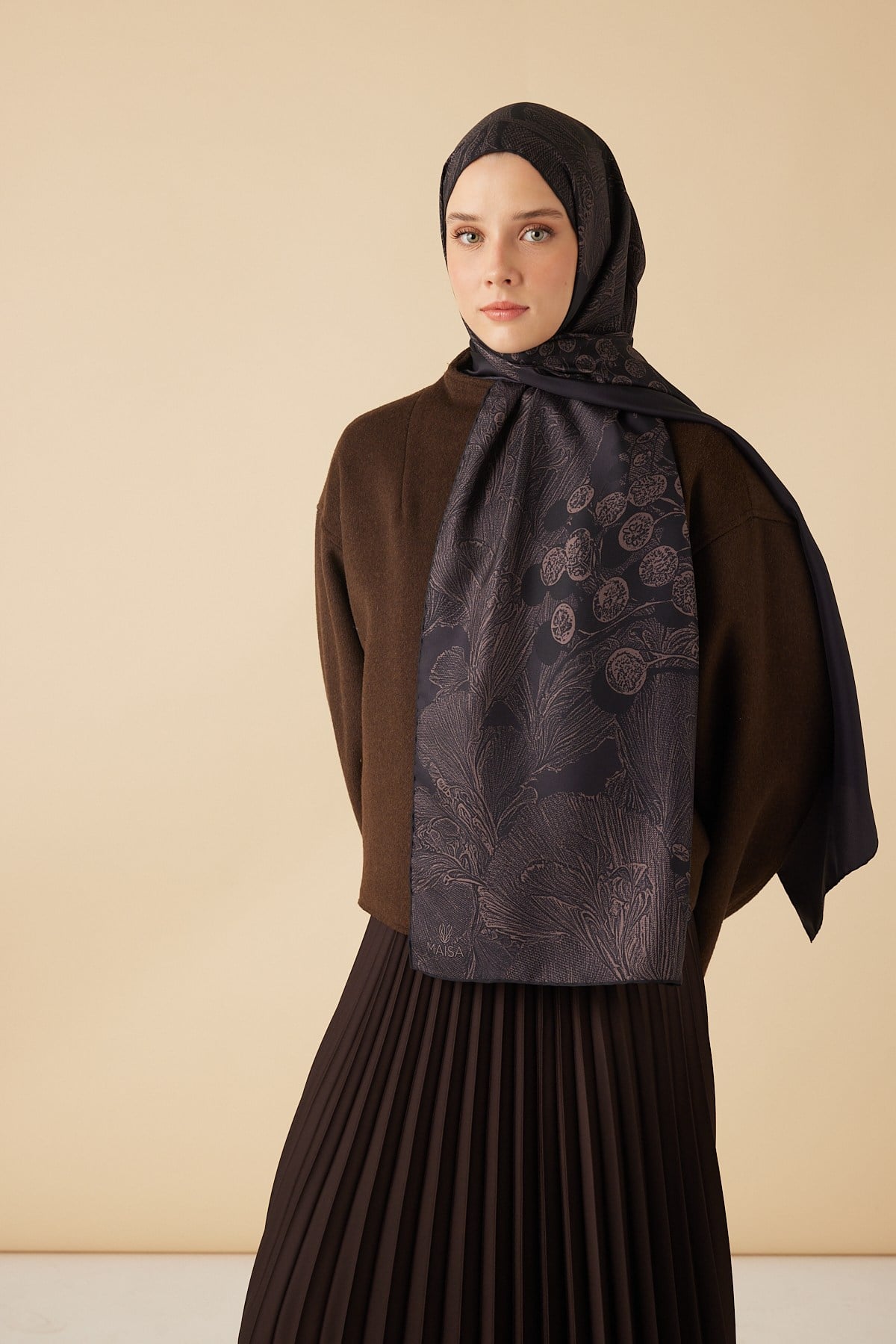 EFNA MULBERRY İPEK ŞAL 70*190 CM - ACI KAHVE