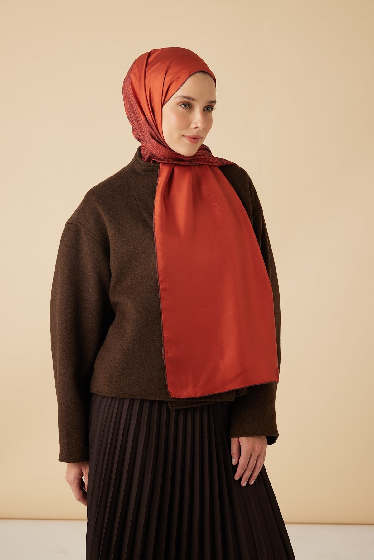 EFNA MULBERRY İPEK ŞAL 70*190 CM - KIRMIZI