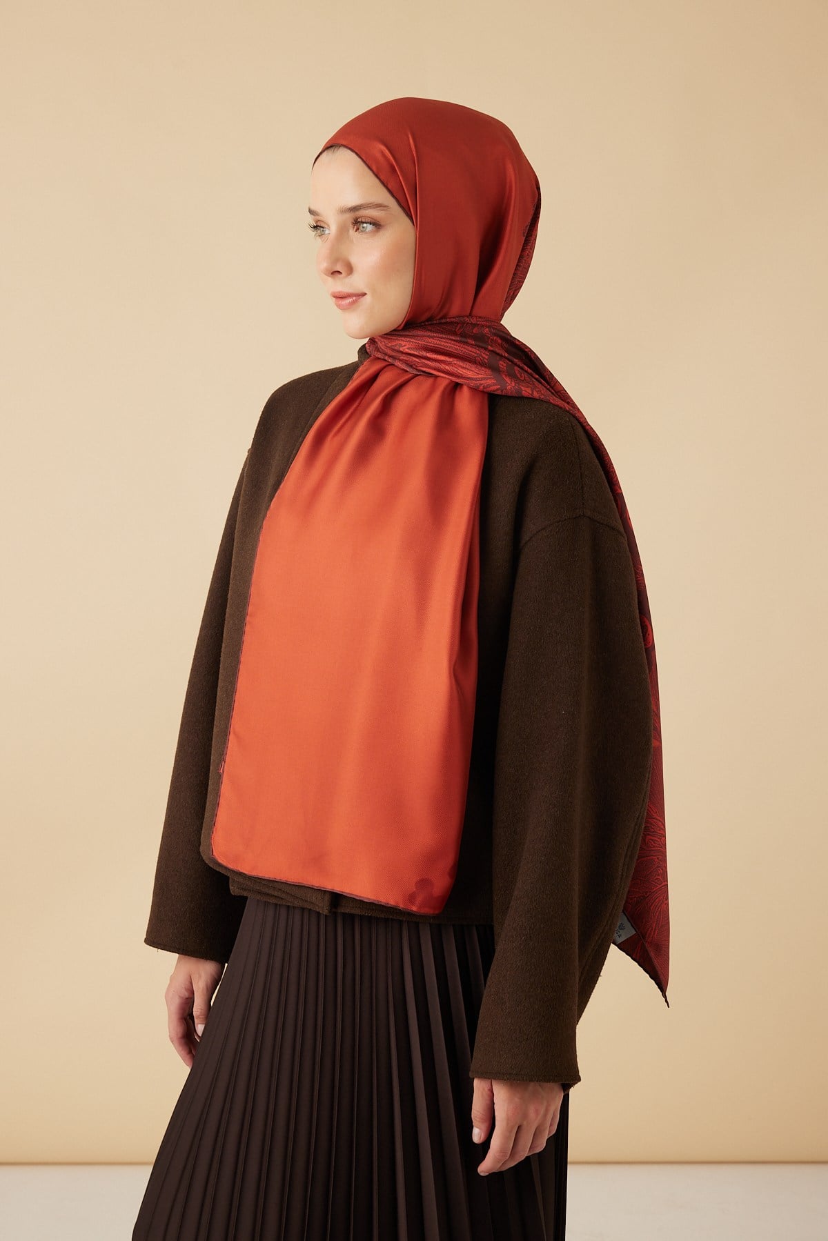 EFNA MULBERRY İPEK ŞAL 70*190 CM - KIRMIZI