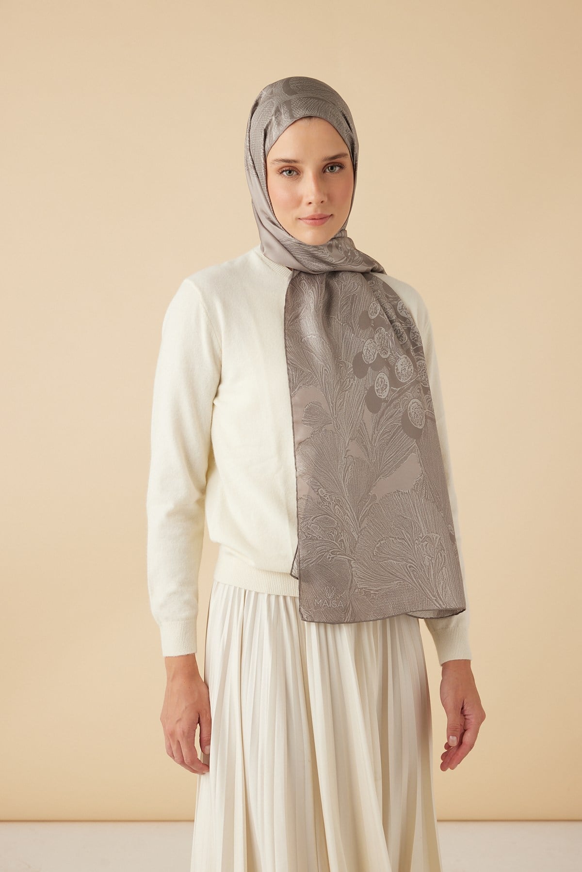 EFNA MULBERRY İPEK ŞAL 70*190 CM - VİZON