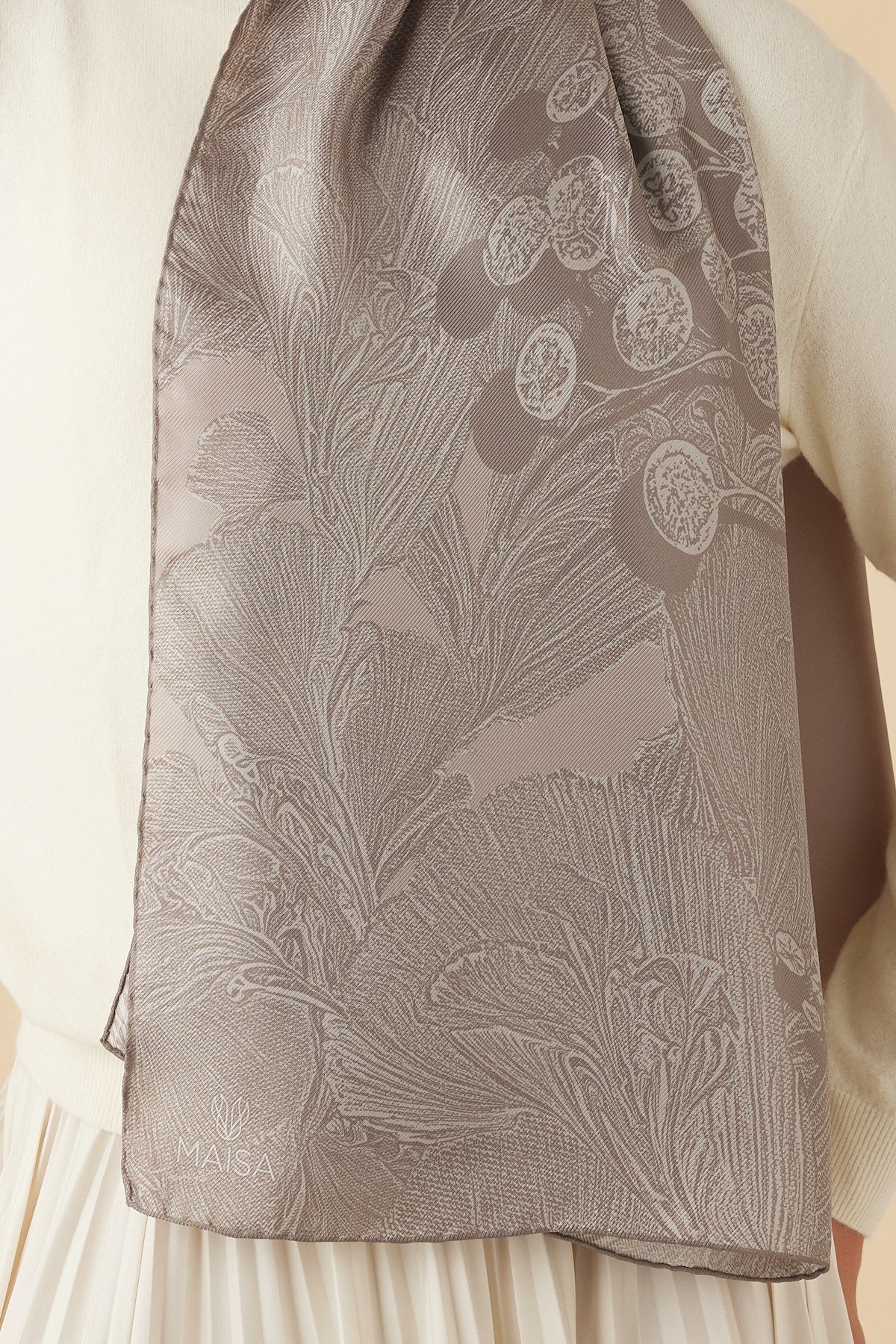 EFNA MULBERRY İPEK ŞAL 70*190 CM - VİZON