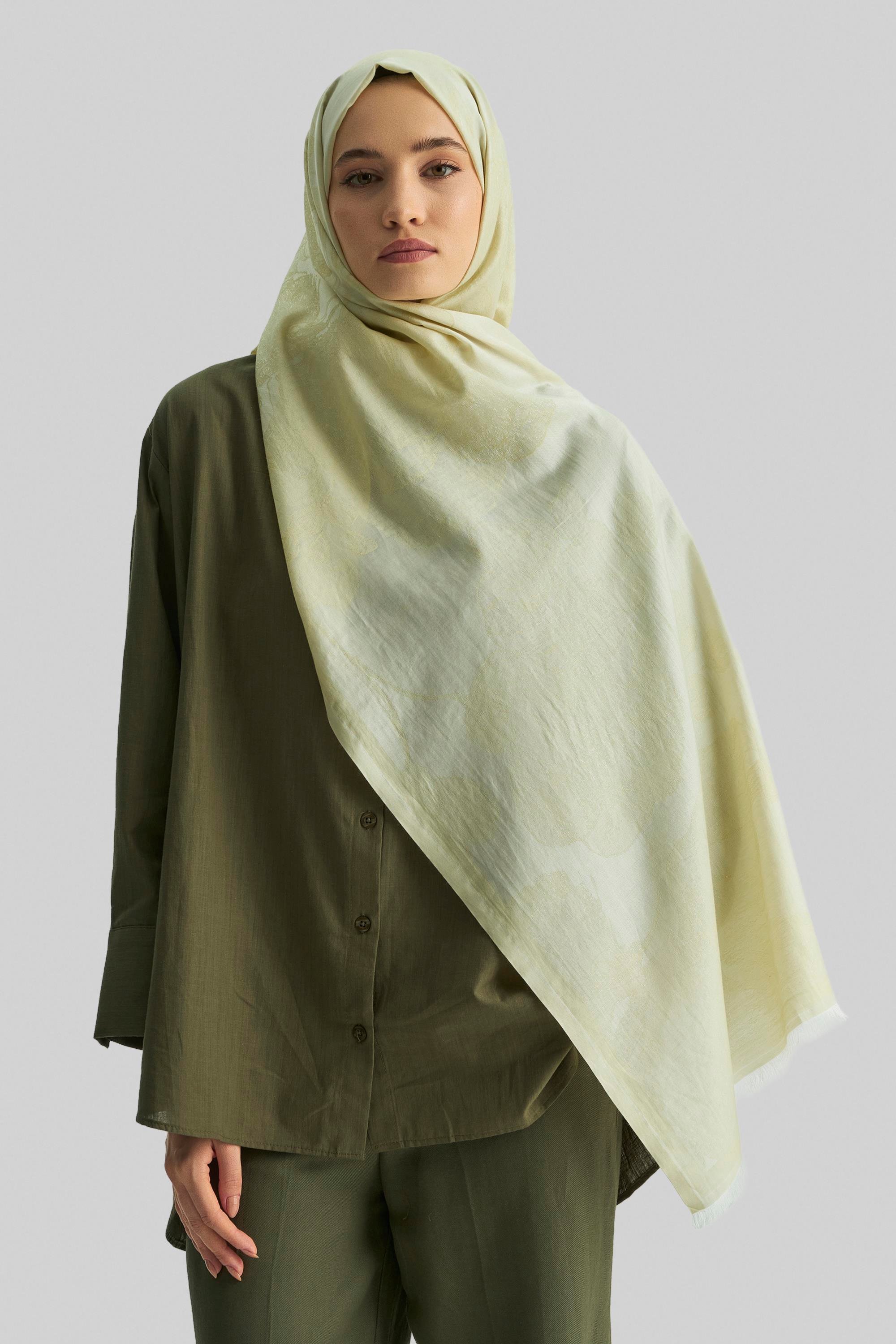 EFRAZ PAMUK İPEK ŞAL- FISTIK YEŞİLİ